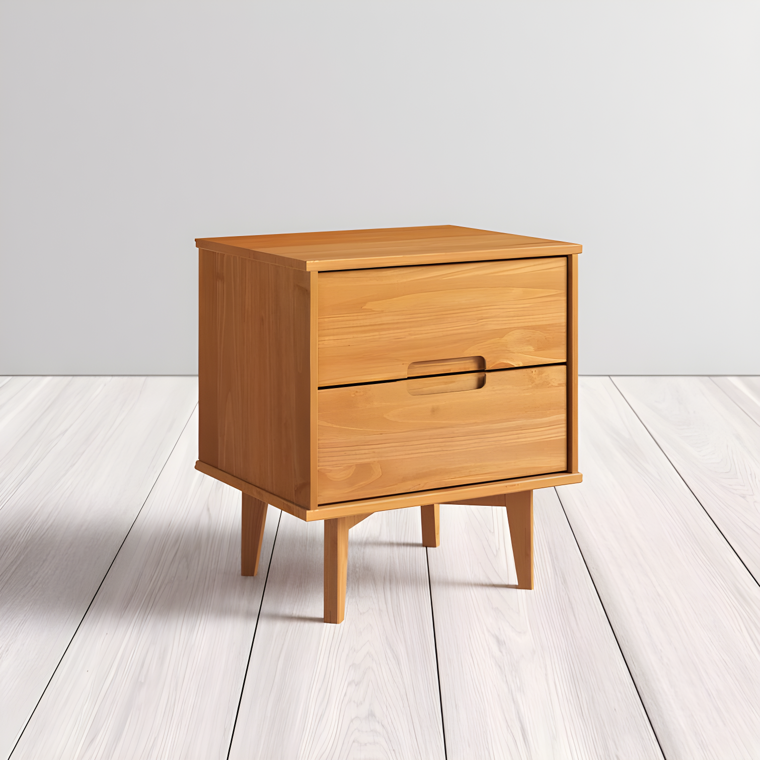 Mags Solid Wood Groove 2-Drawer Nightstand