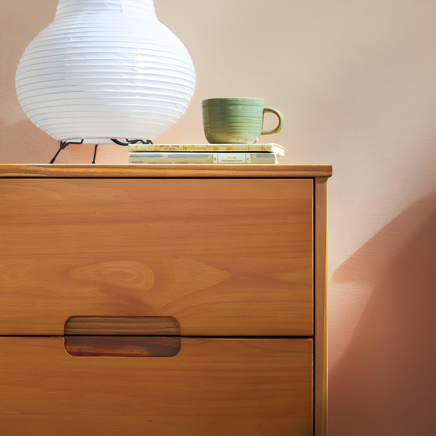 Mags Solid Wood Groove 2-Drawer Nightstand
