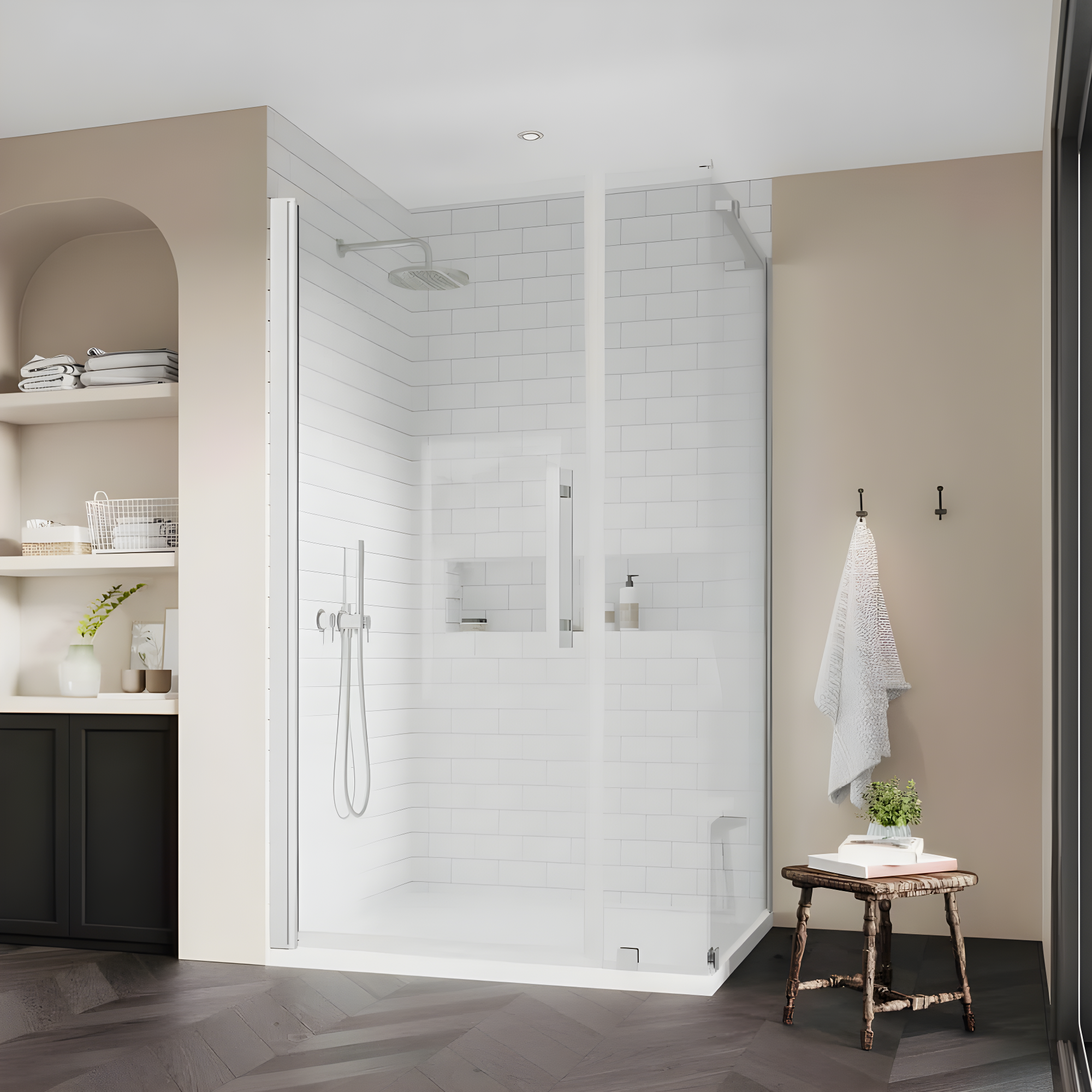 Endless Pasadena 40" W x 72" H Corner Frameless Shower Kit, Door, Base