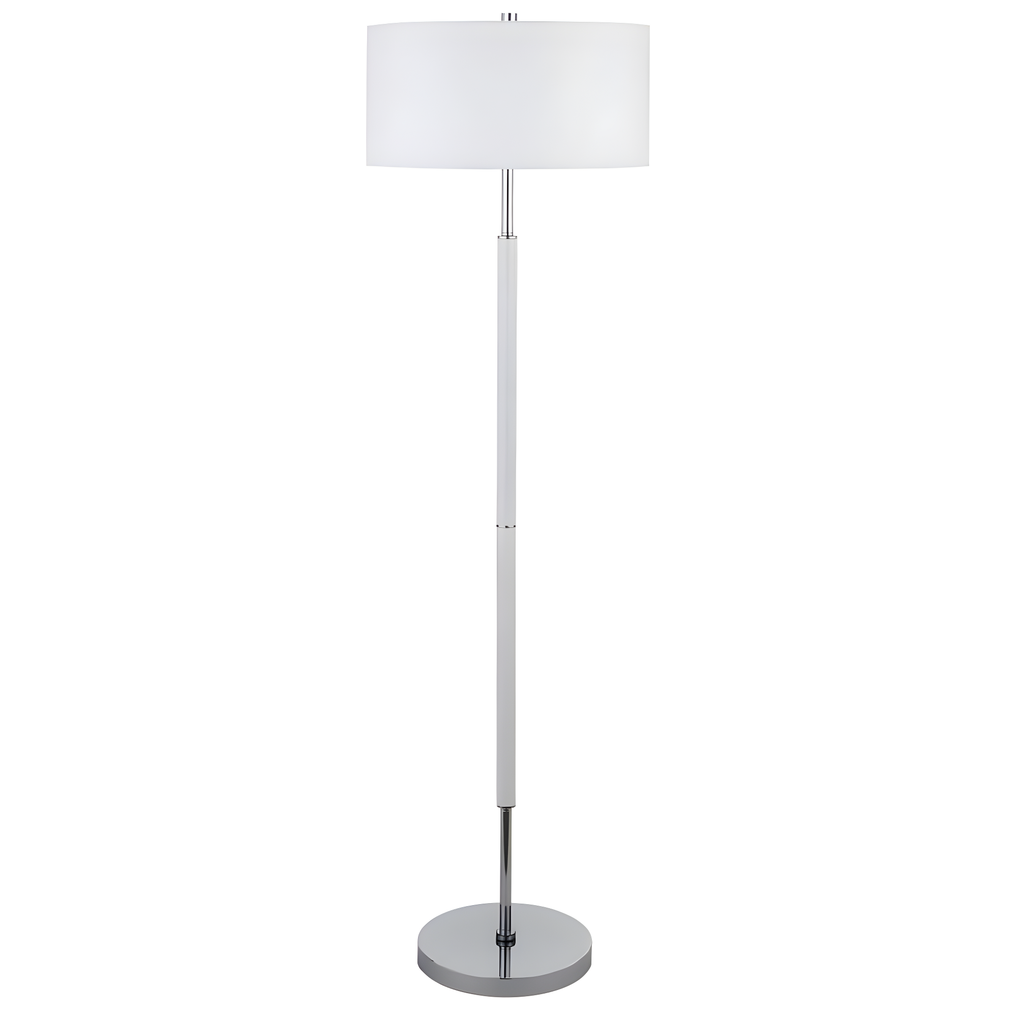 Henn&Hart 17" Matte White/Polished Nickel Metal/Fabric Floor Lamp
