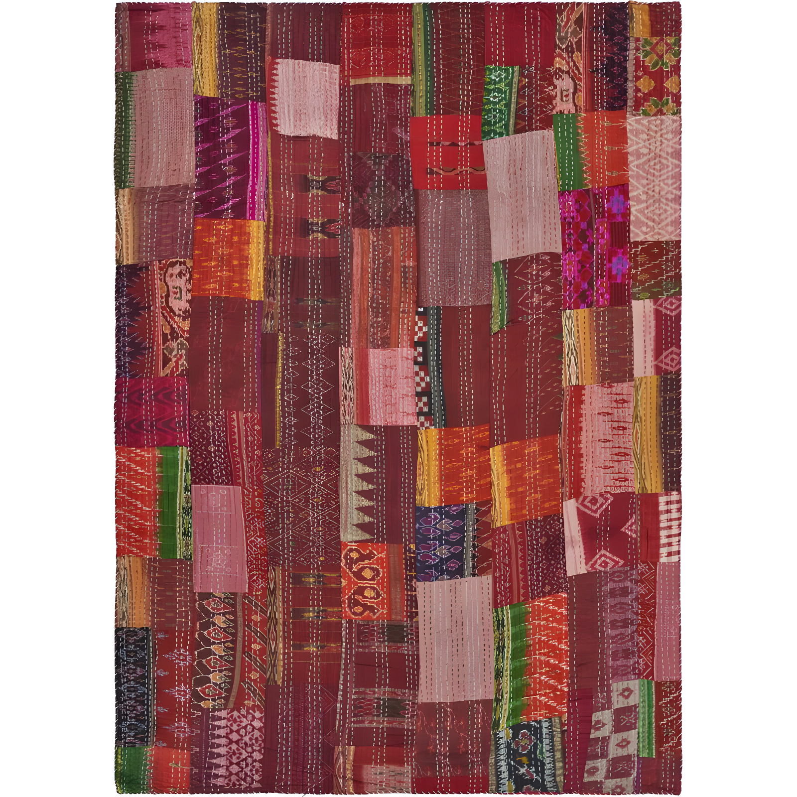 Rajani Home Handmade Kantha Silk Blend Throw Blanket