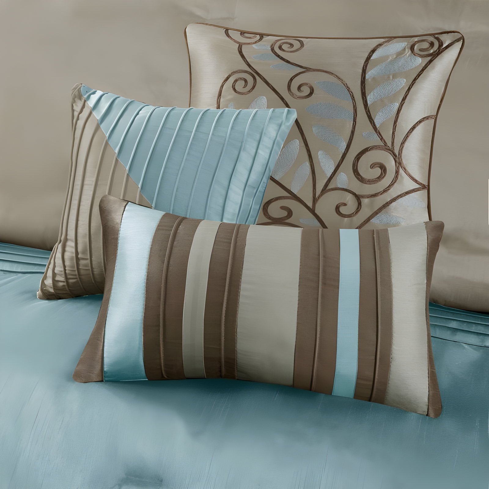 Madison Park Amherst 7 Piece Striped and Pleated Comforter Set
