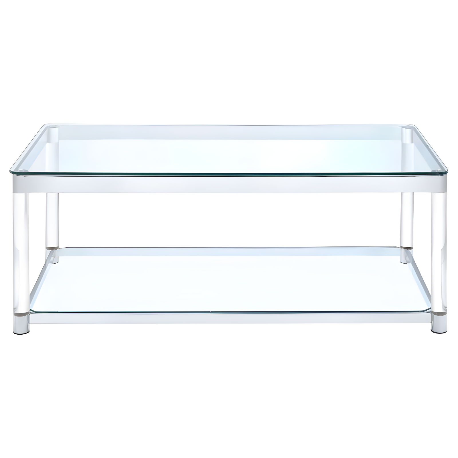 Anne Acrylic Coffee Table with Glass Top and Shelf Chrome - Coaster