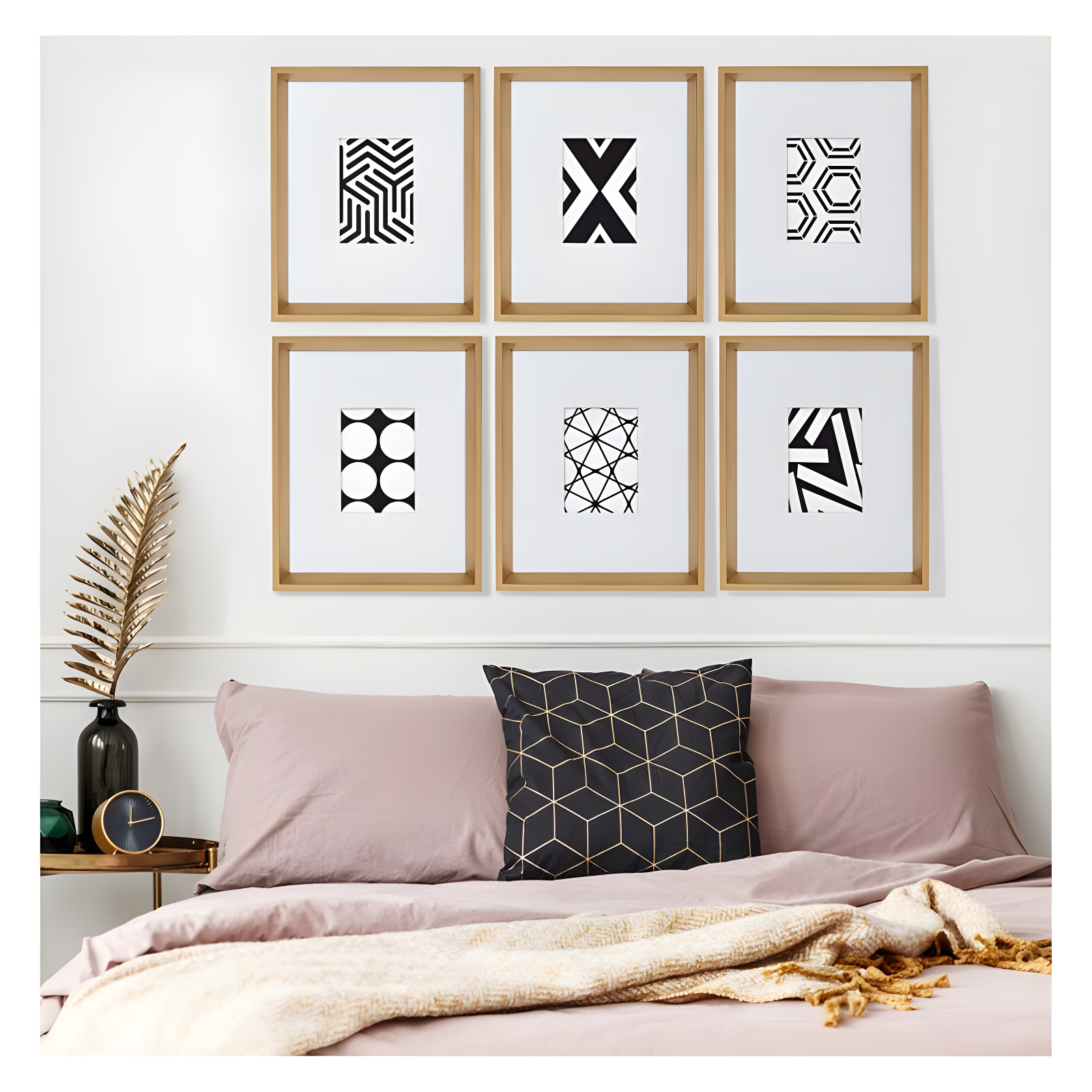 6pc 12" x 15" Calter Framed Print Art Set Gold - Kate and Laurel