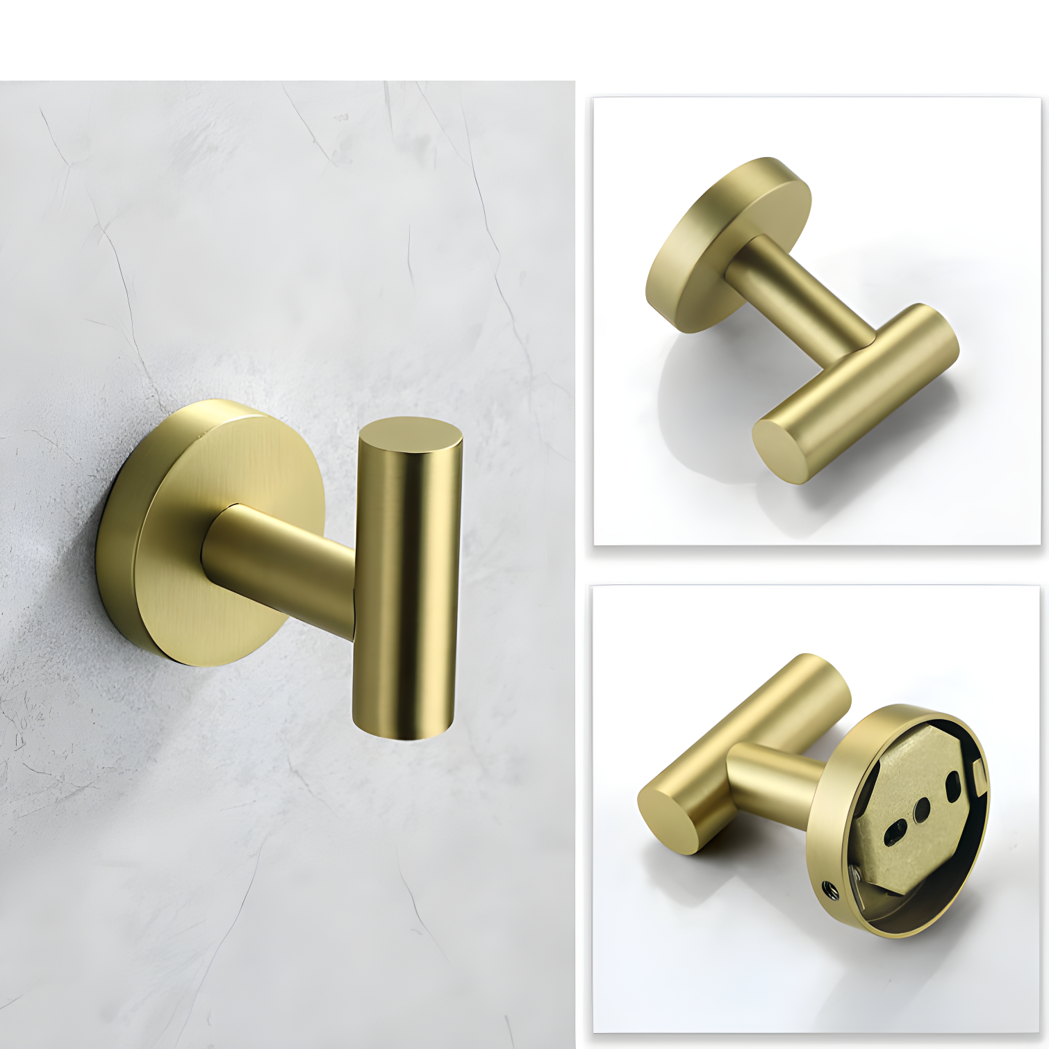 Bathroom Stainless Steel Towel Hooks Wall Mounted 4-Pack