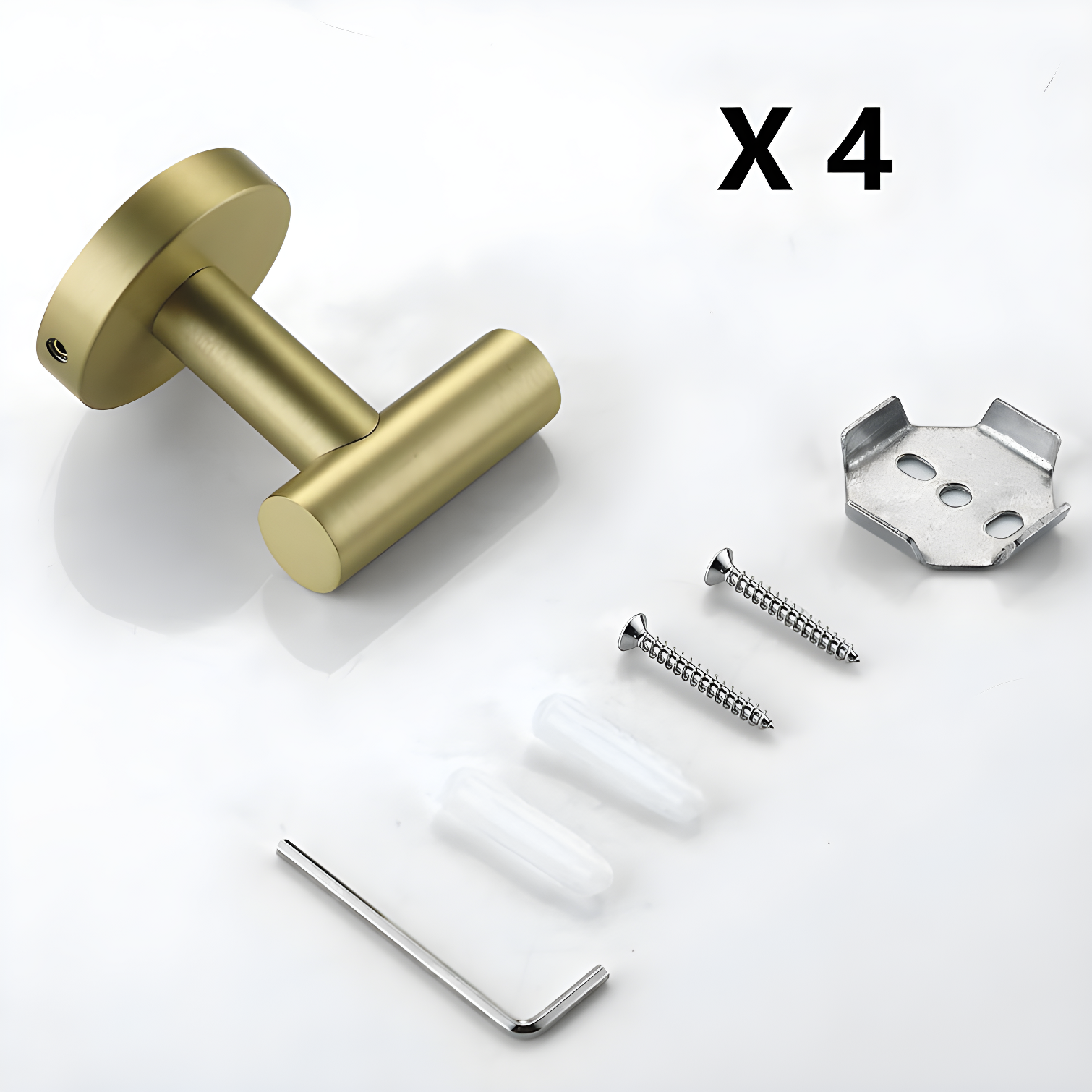 Bathroom Stainless Steel Towel Hooks Wall Mounted 4-Pack