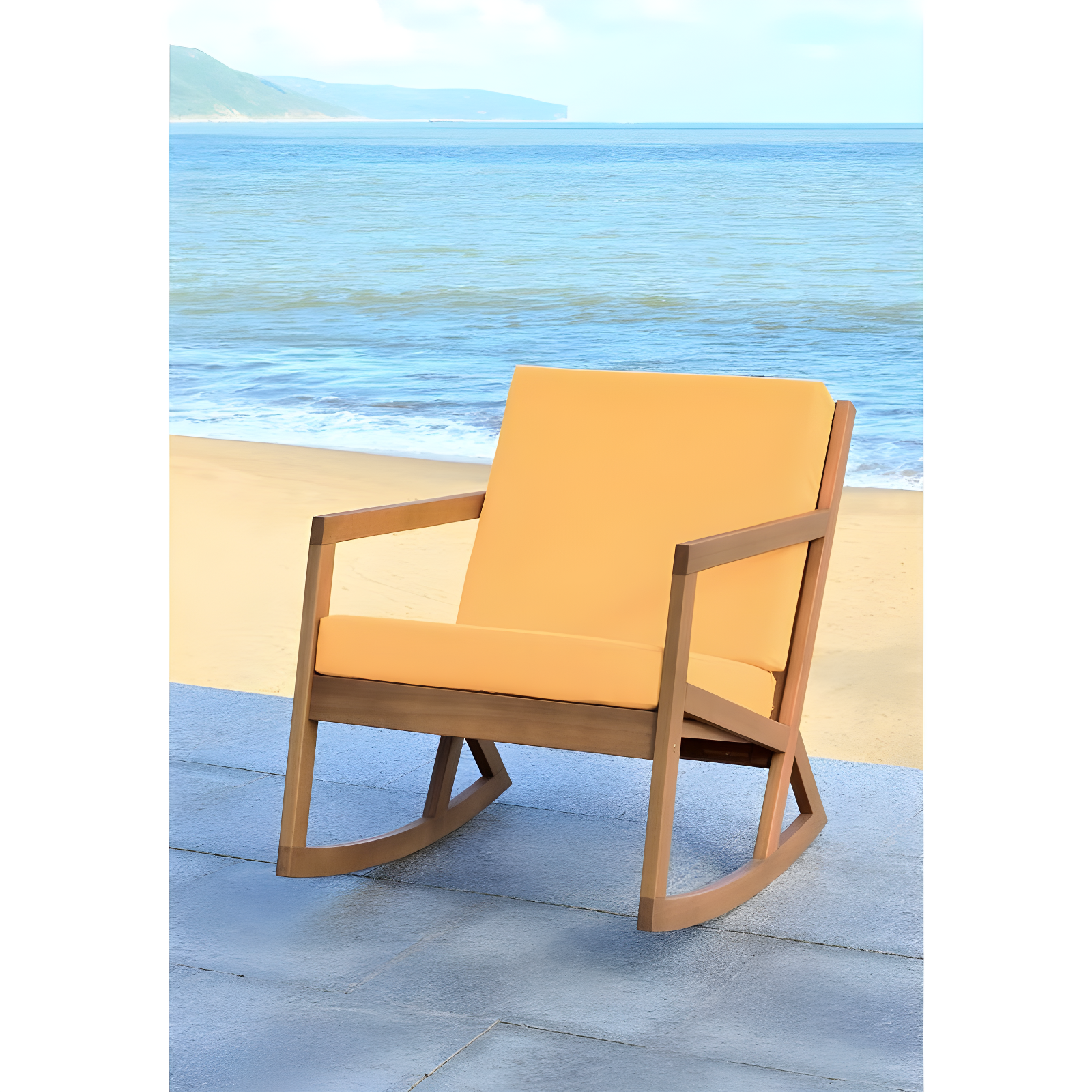 Vernon Rocking Chair Indoor/Outdoor - PAT7013 - Natural/Yellow - Safavieh