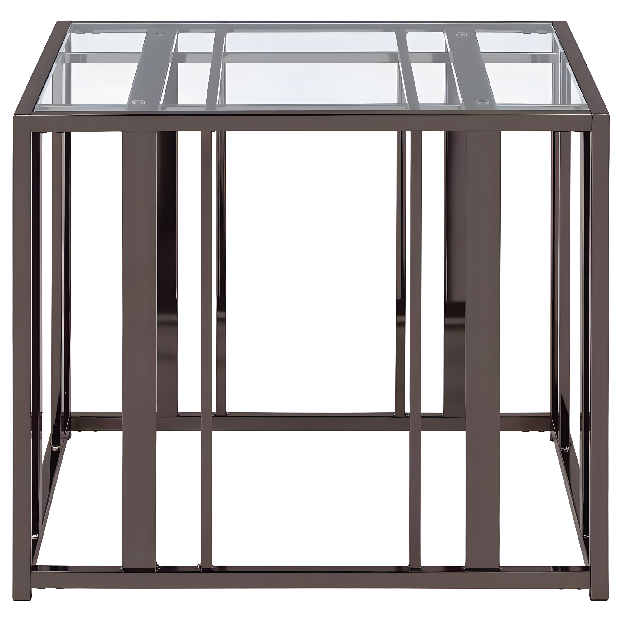 Coaster Adri Metal Rectangular Glass Top End Table in Clear and Black Nickel