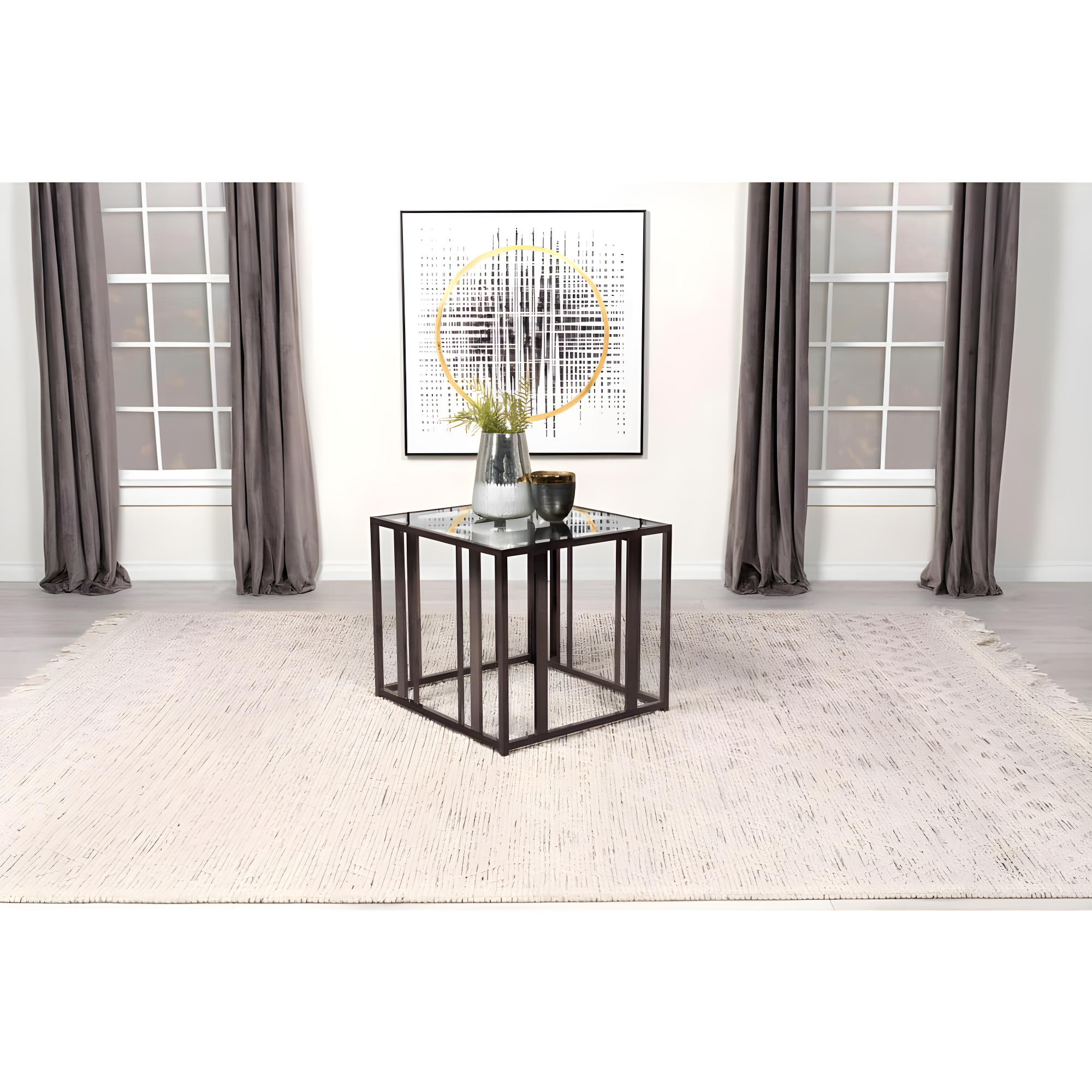 Coaster Adri Metal Rectangular Glass Top End Table in Clear and Black Nickel