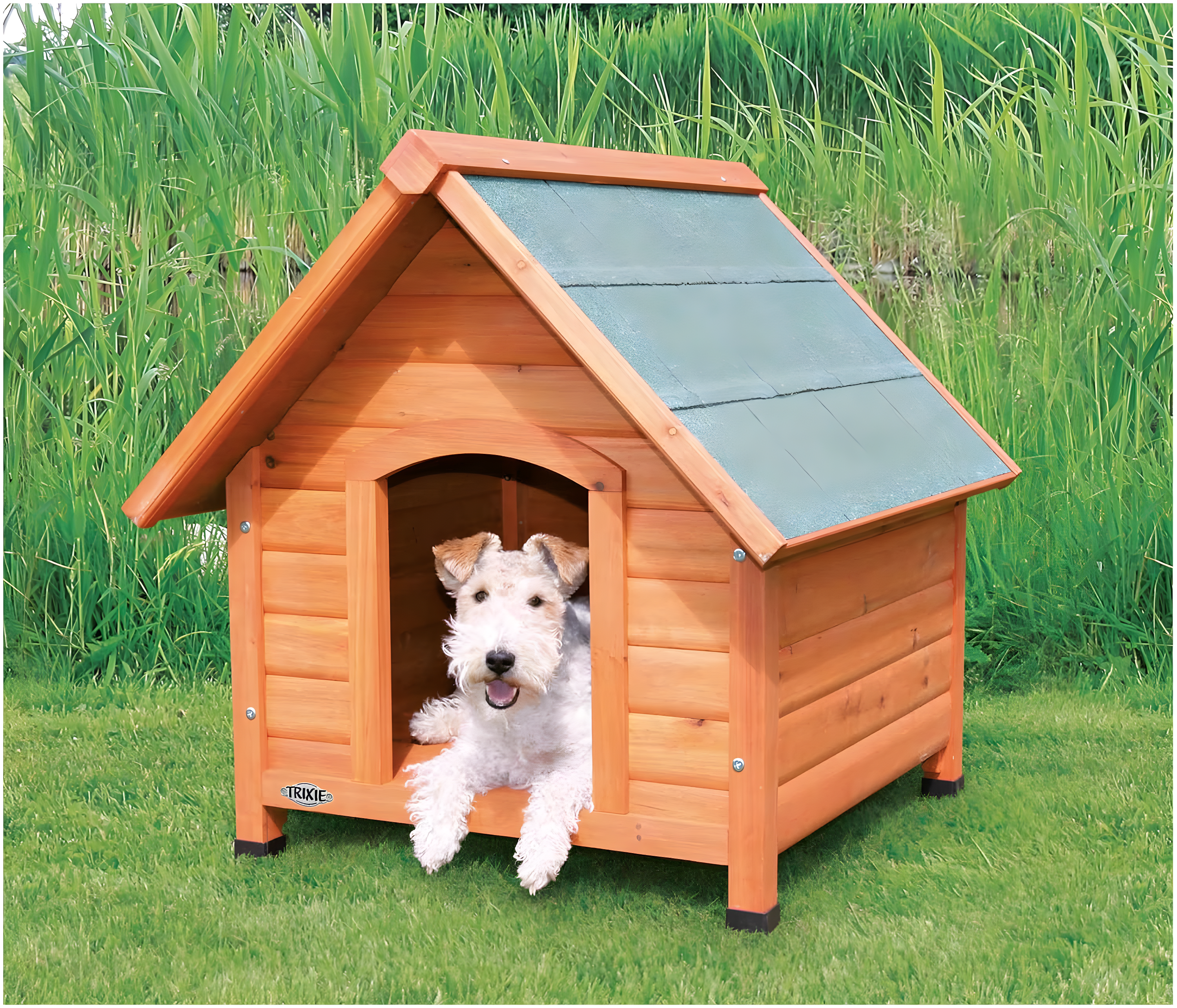 TRIXIE TRIXIE Weatherproof Outdoor Cottage Dog House, Elevated Floor, Peaked Roof