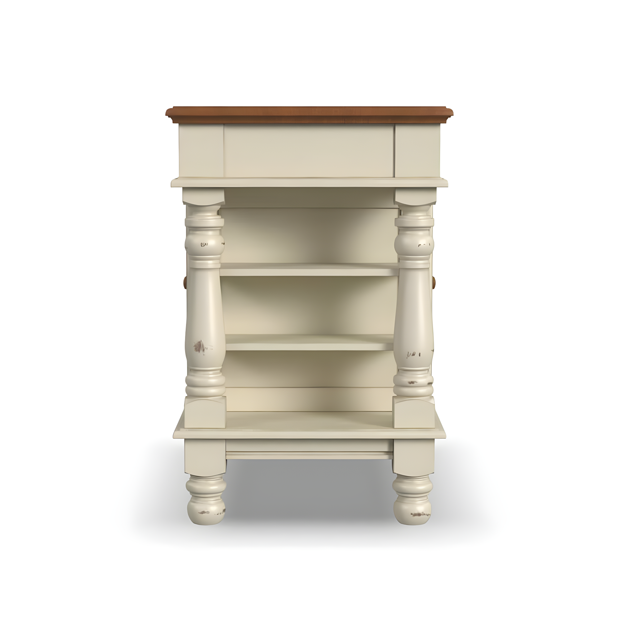 Homestyles Americana Off White Wood Kitchen Island with Storage and Open Shelves