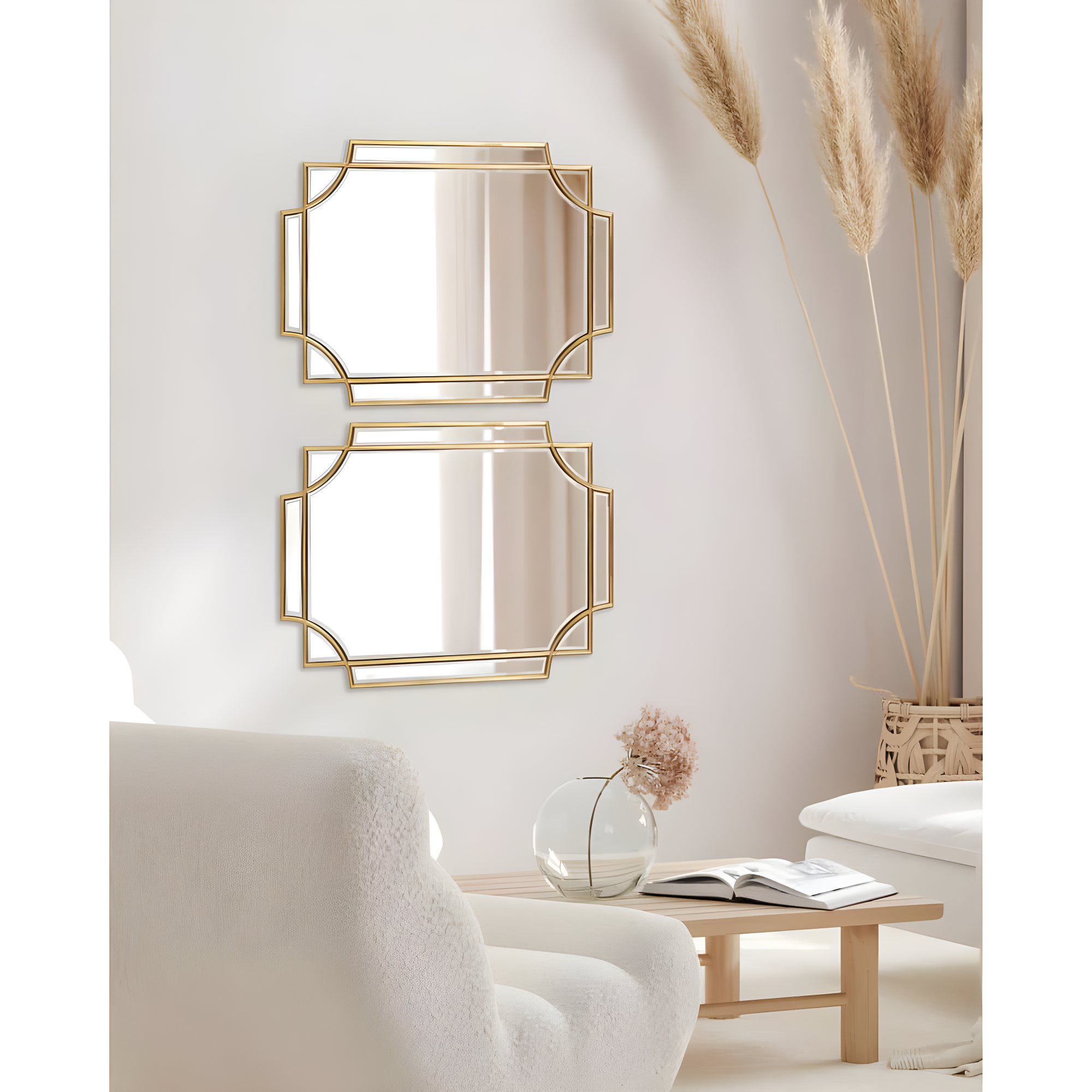 Kate and Laurel Minuette Glam Wall Mirror, 18 x 24, Gold, Boho-Chic Home Decor for Wall