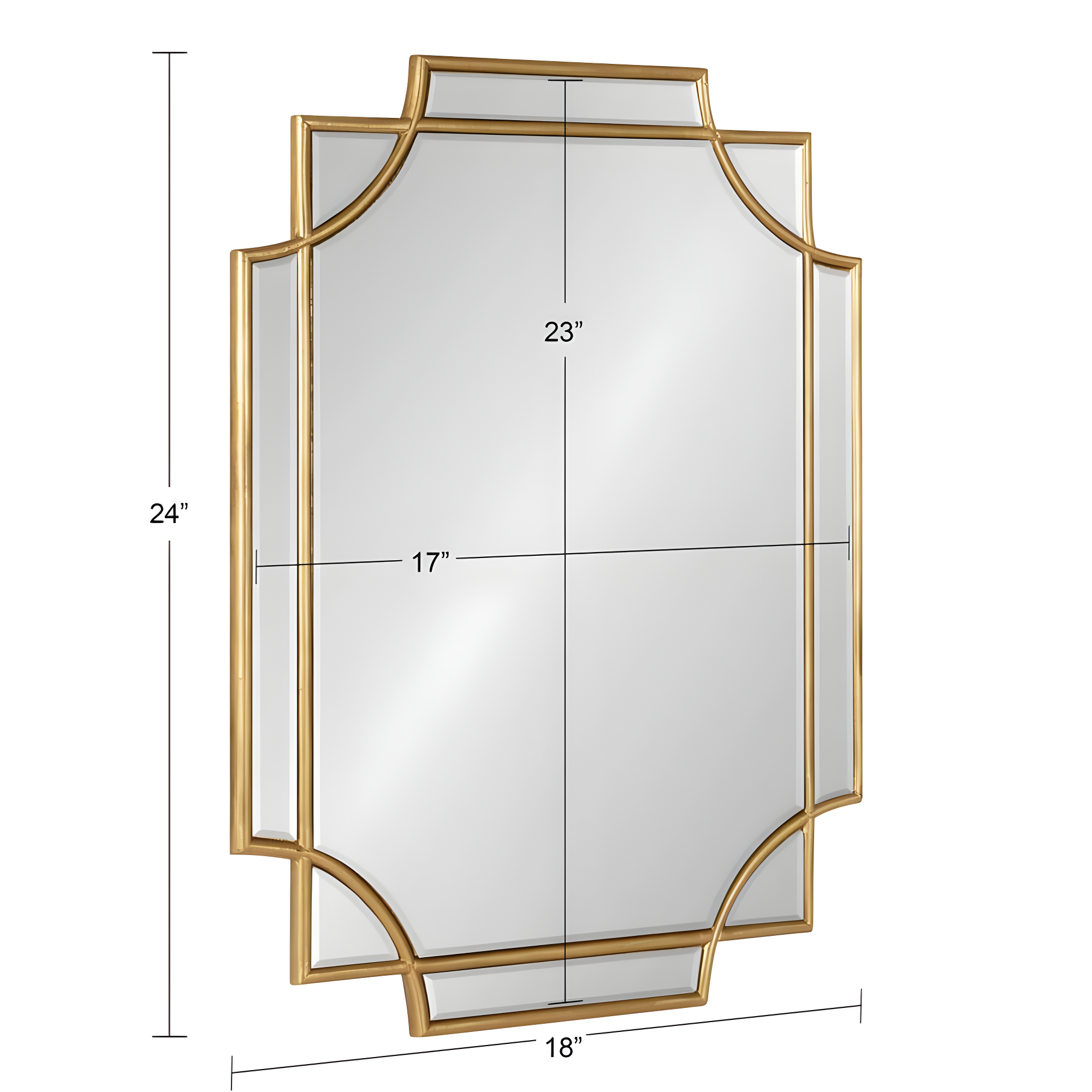 Kate and Laurel Minuette Glam Wall Mirror, 18 x 24, Gold, Boho-Chic Home Decor for Wall