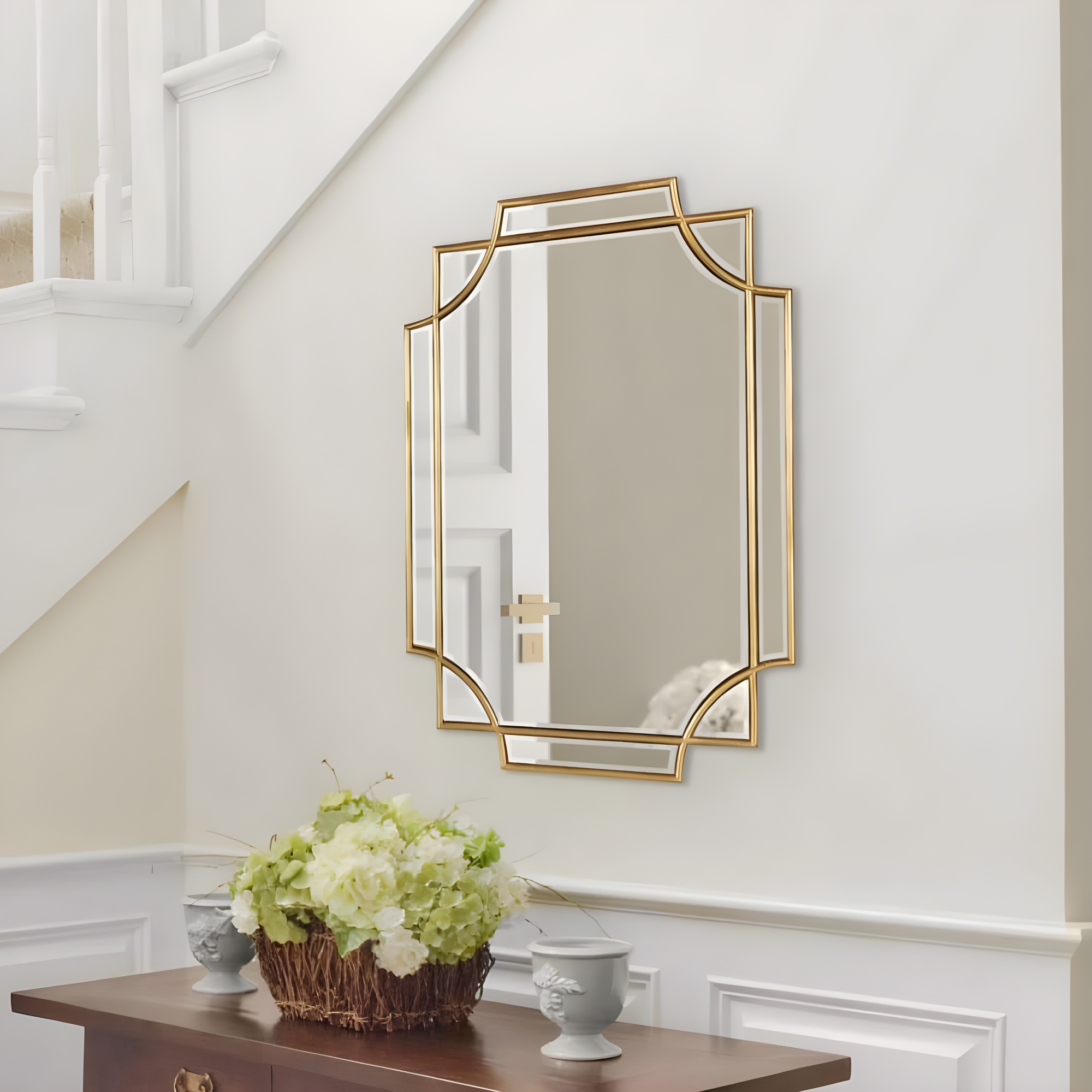 Kate and Laurel Minuette Glam Wall Mirror, 18 x 24, Gold, Boho-Chic Home Decor for Wall