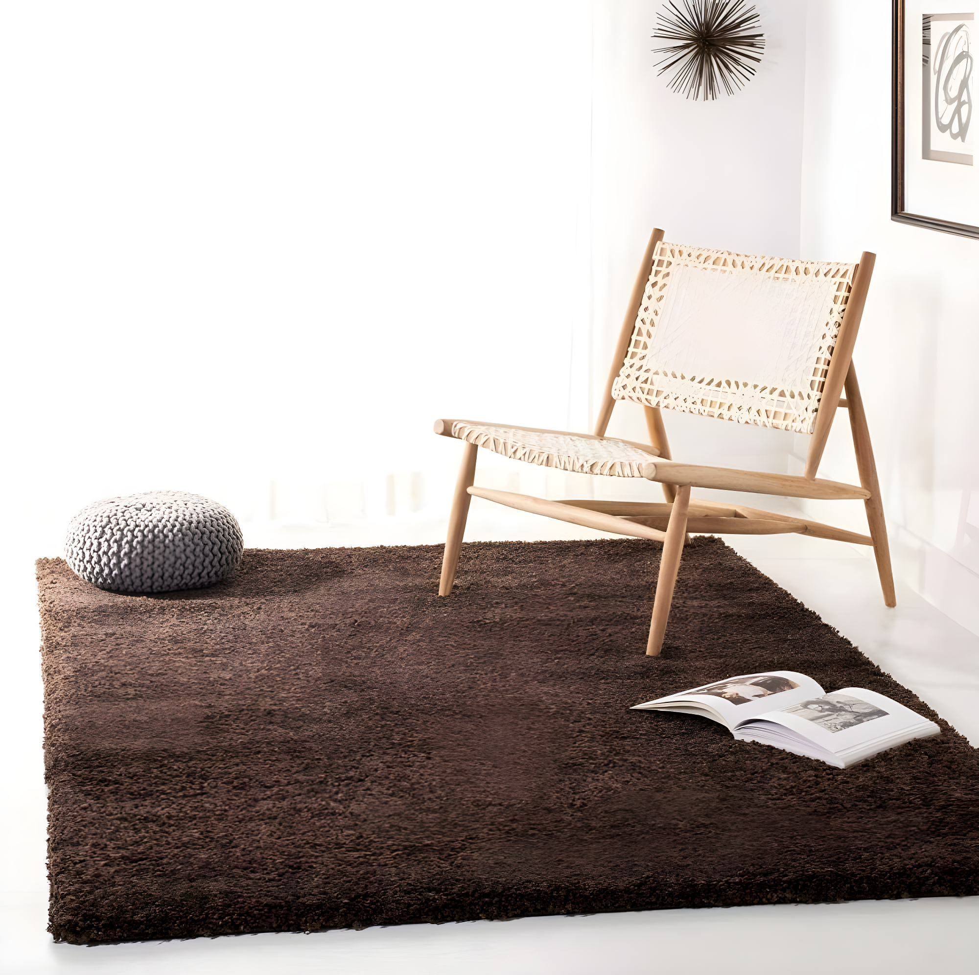 California Shag SG151 Power Loomed Indoor Accent Rug - Brown - 4'x6' - Safavieh