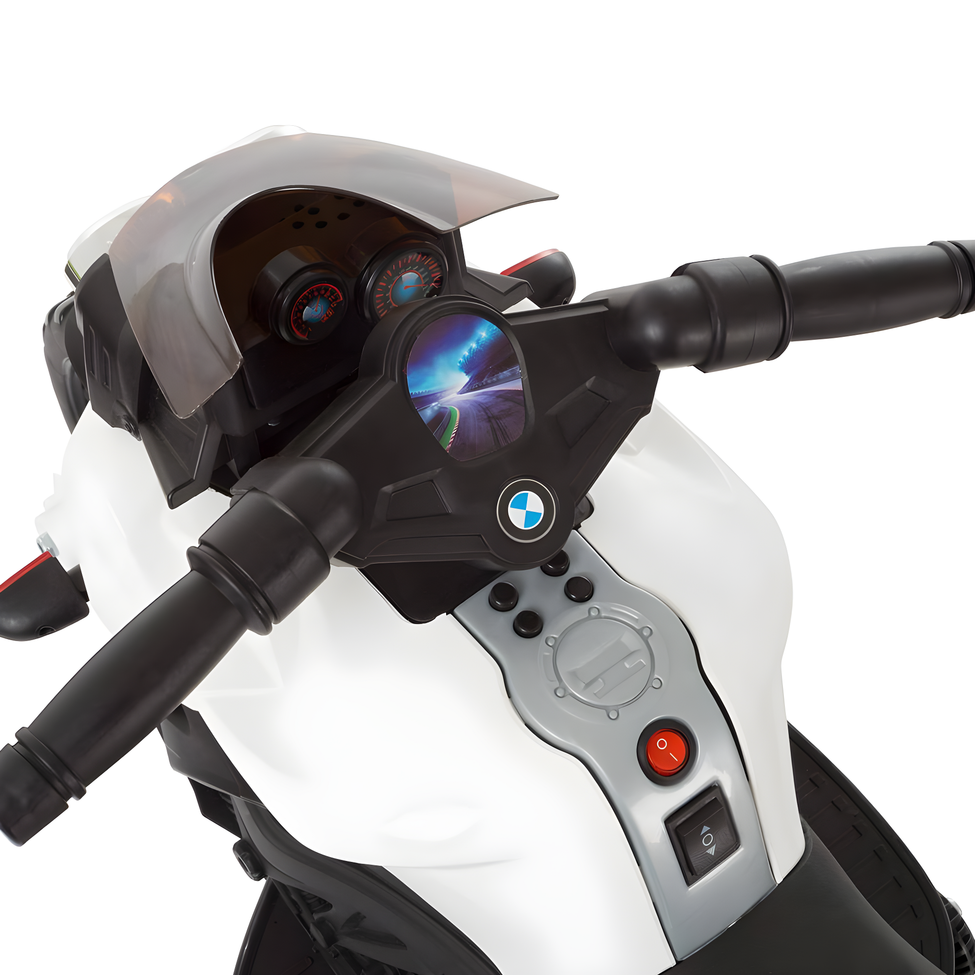 Toy Time Kids Motorcycle - Electric Ride-On with Training Wheels and Reverse Function - White and Black