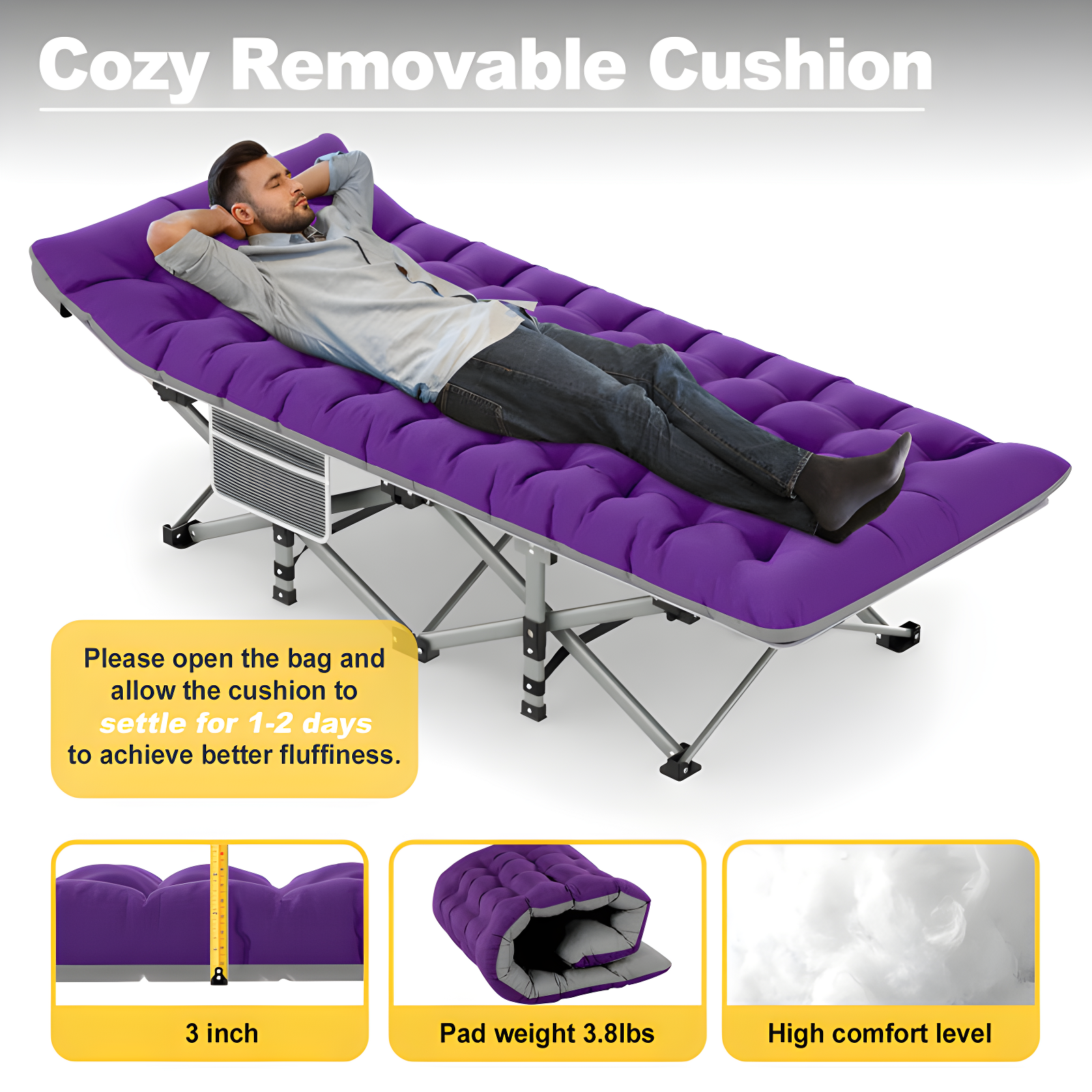 Suteck Folding Camping Cot Portable Outdoor Heavy Duty Sleeping Cot with Mattress and Carry Bag