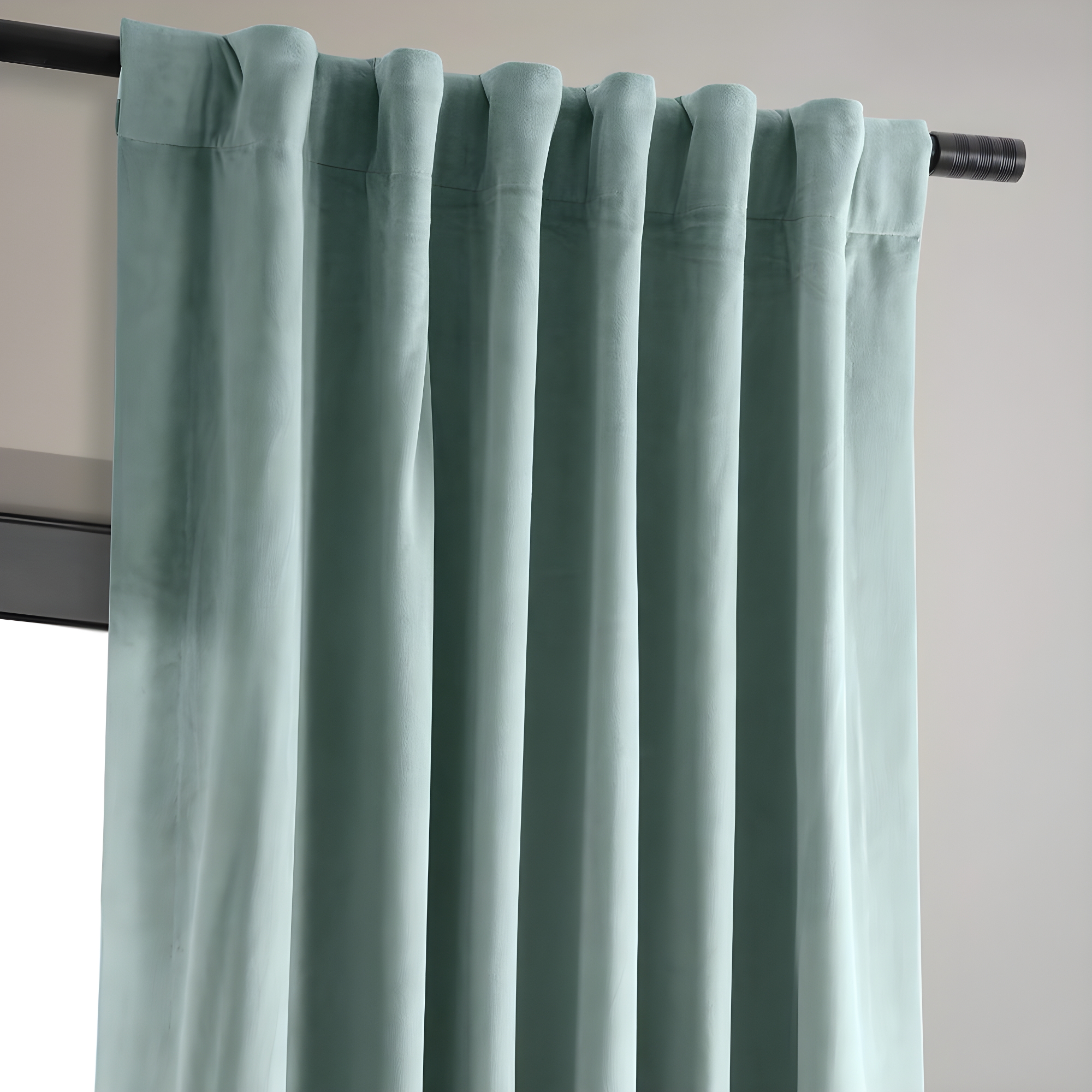 Half Price Drapes Signature Skylark Blue Velvet Blackout Curtains For Bedroom(1 Panel), 50WX 120L