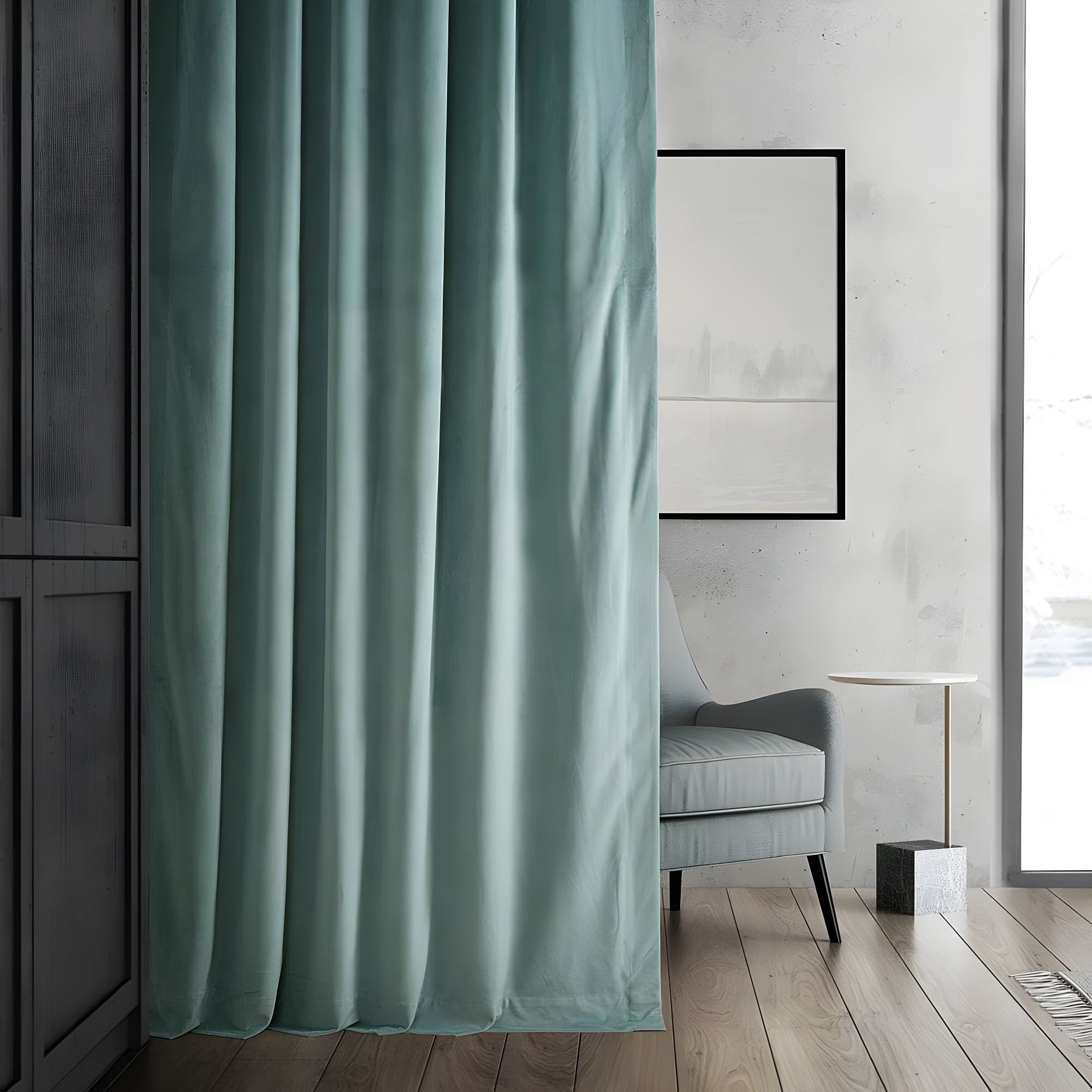 Half Price Drapes Signature Skylark Blue Velvet Blackout Curtains For Bedroom(1 Panel), 50WX 120L