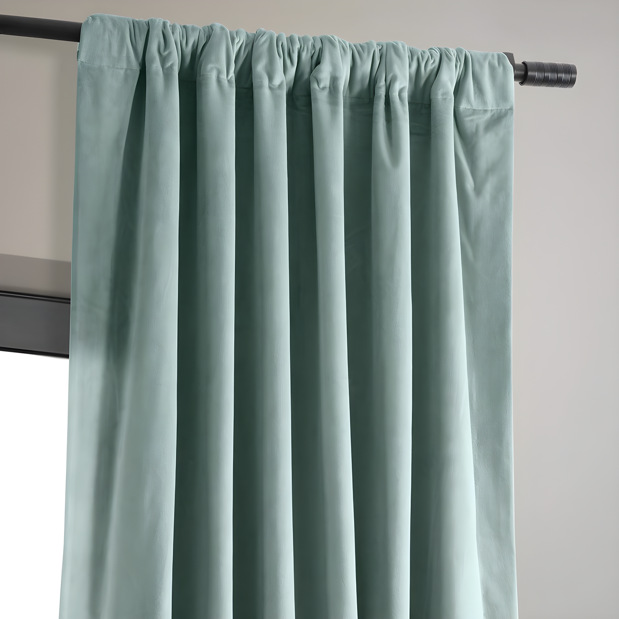 Half Price Drapes Signature Skylark Blue Velvet Blackout Curtains For Bedroom(1 Panel), 50WX 120L