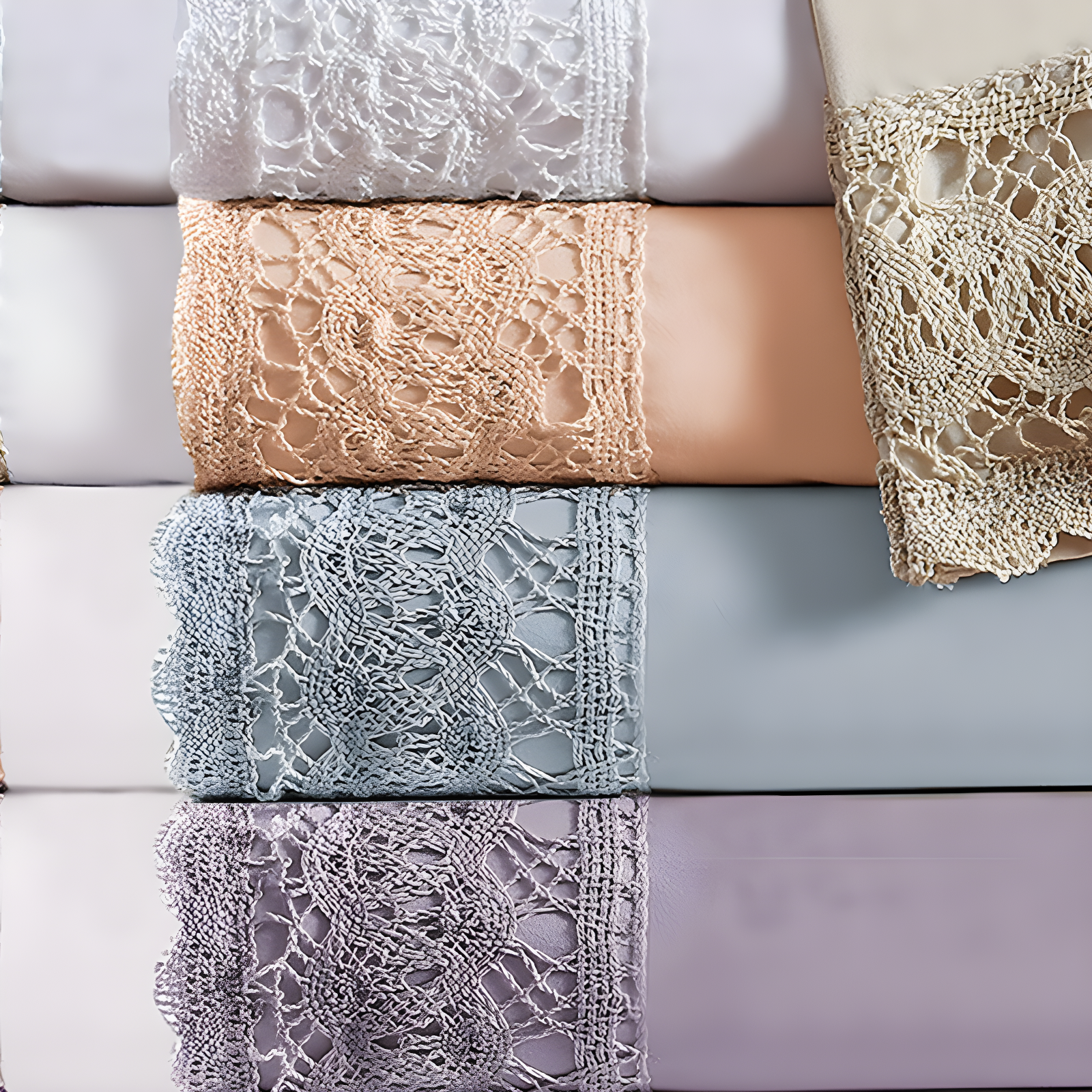 Modern Threads Yate Soft Microfiber Crochet Lace Sheets - Luxurious Microfiber Bed Sheets - Includes Flat Sheet, Fitted Sheet with Deep Pockets, & Pillowcases