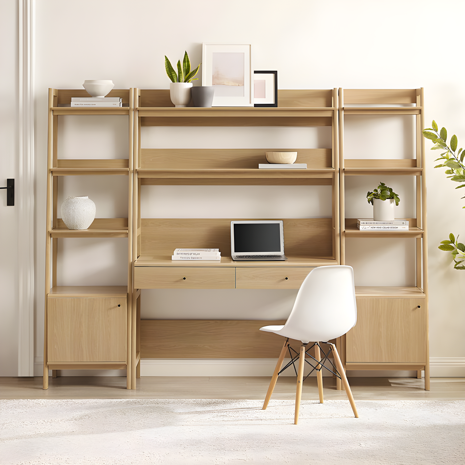 Modway Modway Bixby 3-Piece Wood Office Desk and Bookshelf