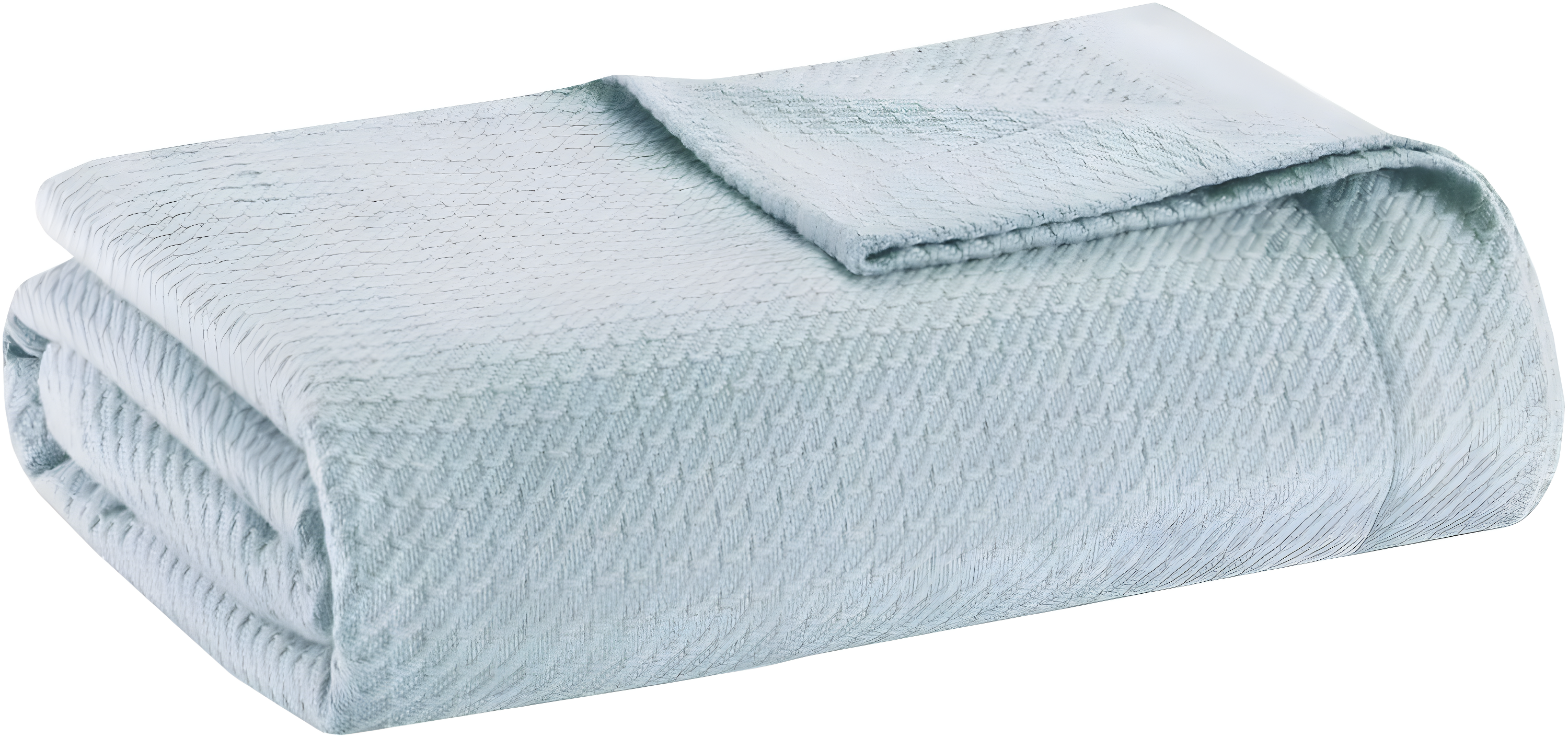 Madison Park Twin Textured Cotton Bed Blanket Light Blue: Waffle Weave, OEKO-TEX Certified