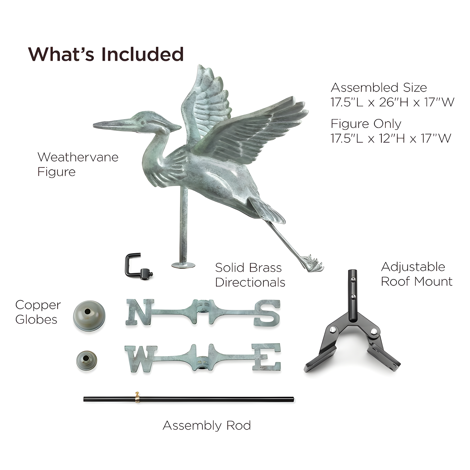 Good Directions Heron 26'' H Metal Animals Weathervane