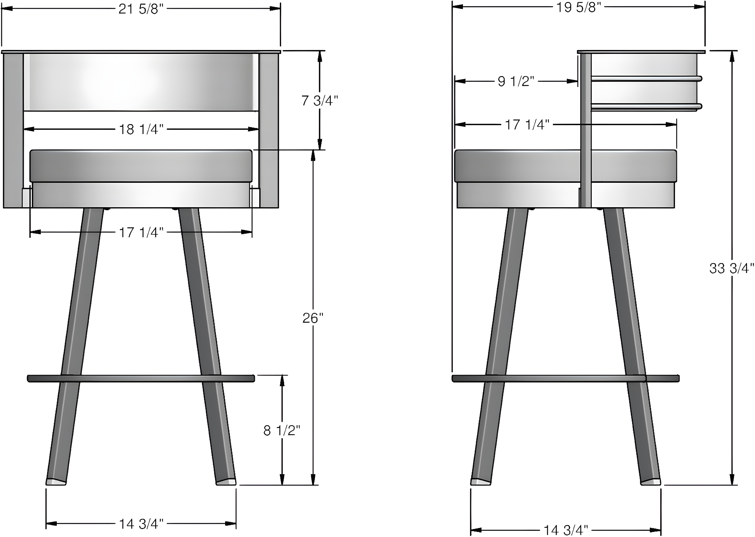 26" Browser Swivel Counter Height Barstool with Upholstered Seat - Amisco