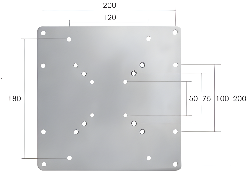 VESA Mount Adapter Plate for TV Mounts, Convert 75x75 and 100x100 to 200x200 mm VESA Patterns, includes Hardware Kit, VESA Conversion Plate for 200x200 VESA Mount, VESA Adapter