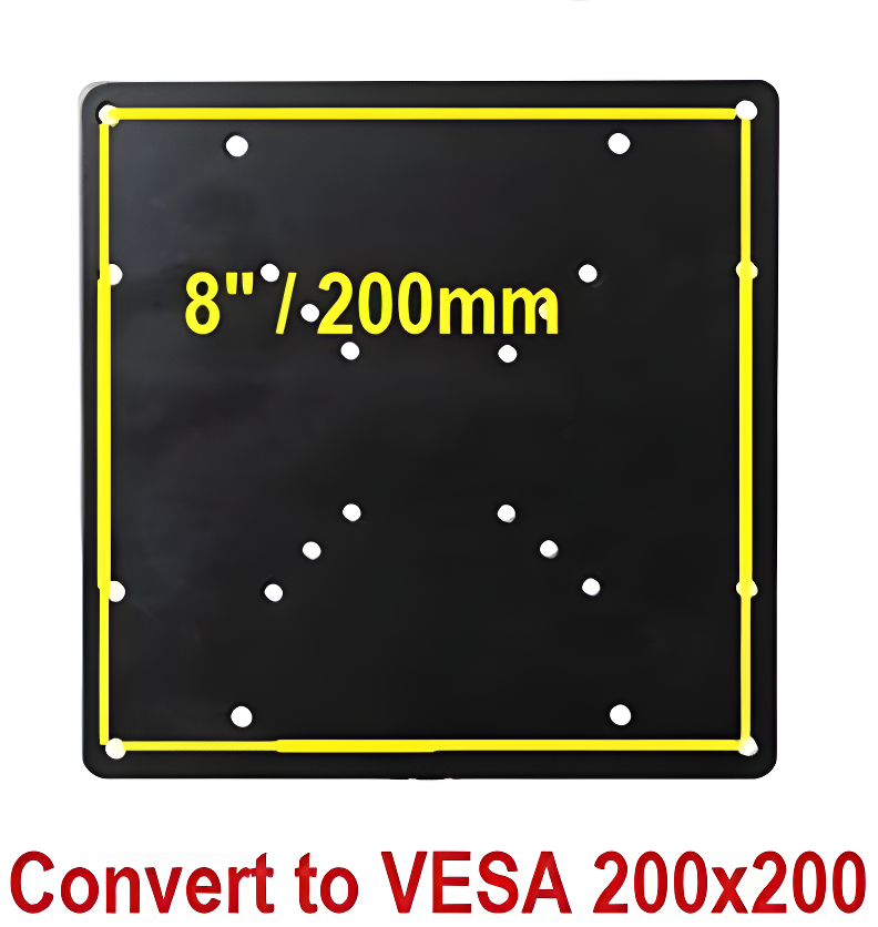 VESA Mount Adapter Plate for TV Mounts, Convert 75x75 and 100x100 to 200x200 mm VESA Patterns, includes Hardware Kit, VESA Conversion Plate for 200x200 VESA Mount, VESA Adapter