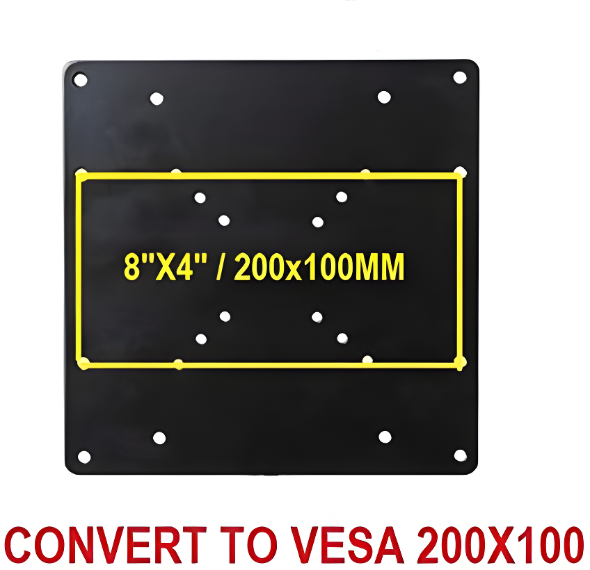 VESA Mount Adapter Plate for TV Mounts, Convert 75x75 and 100x100 to 200x200 mm VESA Patterns, includes Hardware Kit, VESA Conversion Plate for 200x200 VESA Mount, VESA Adapter