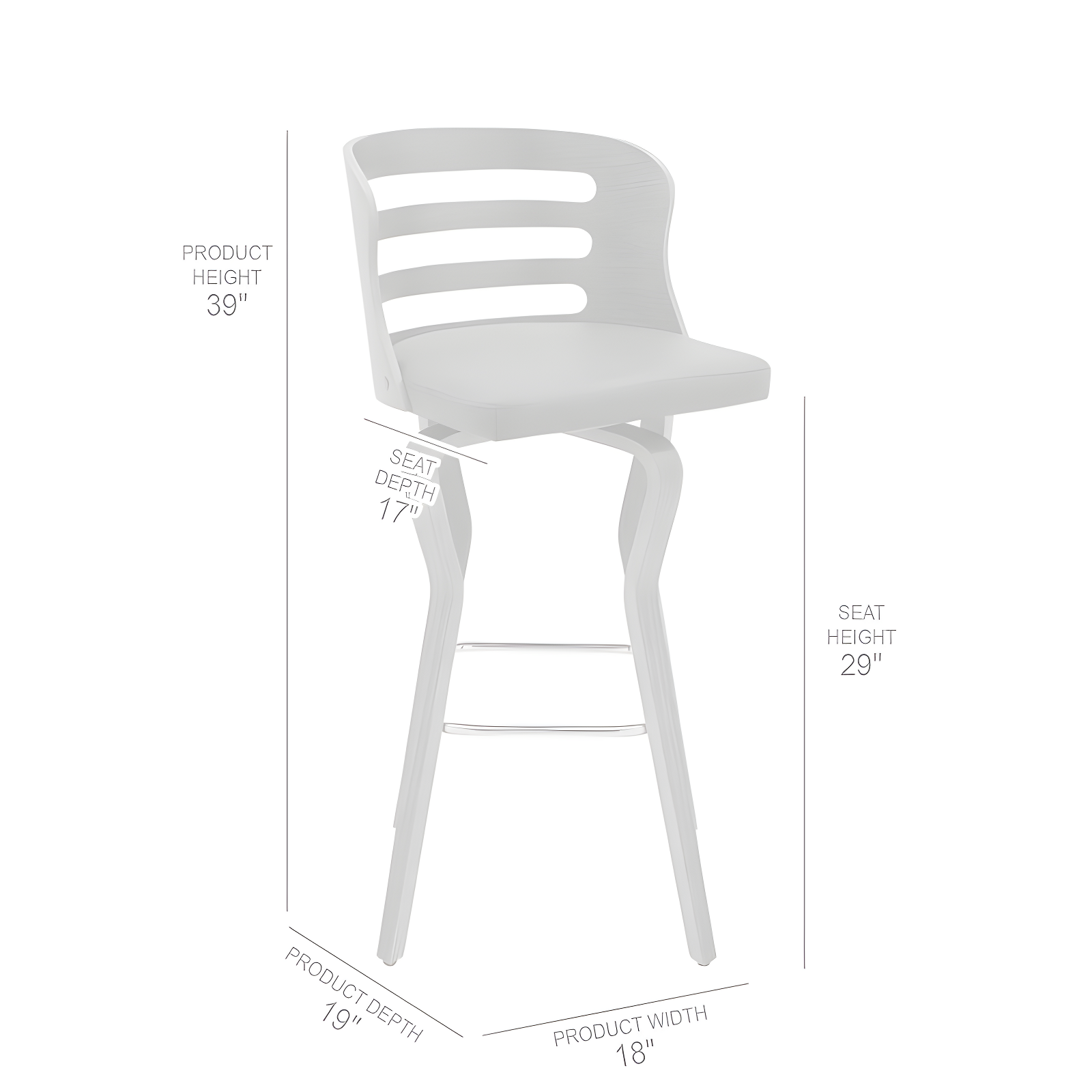 30" Verne Barstool with Faux Leather and Wood Finish Walnut/Gray - Armen Living: Swivel, Footrest, Durable