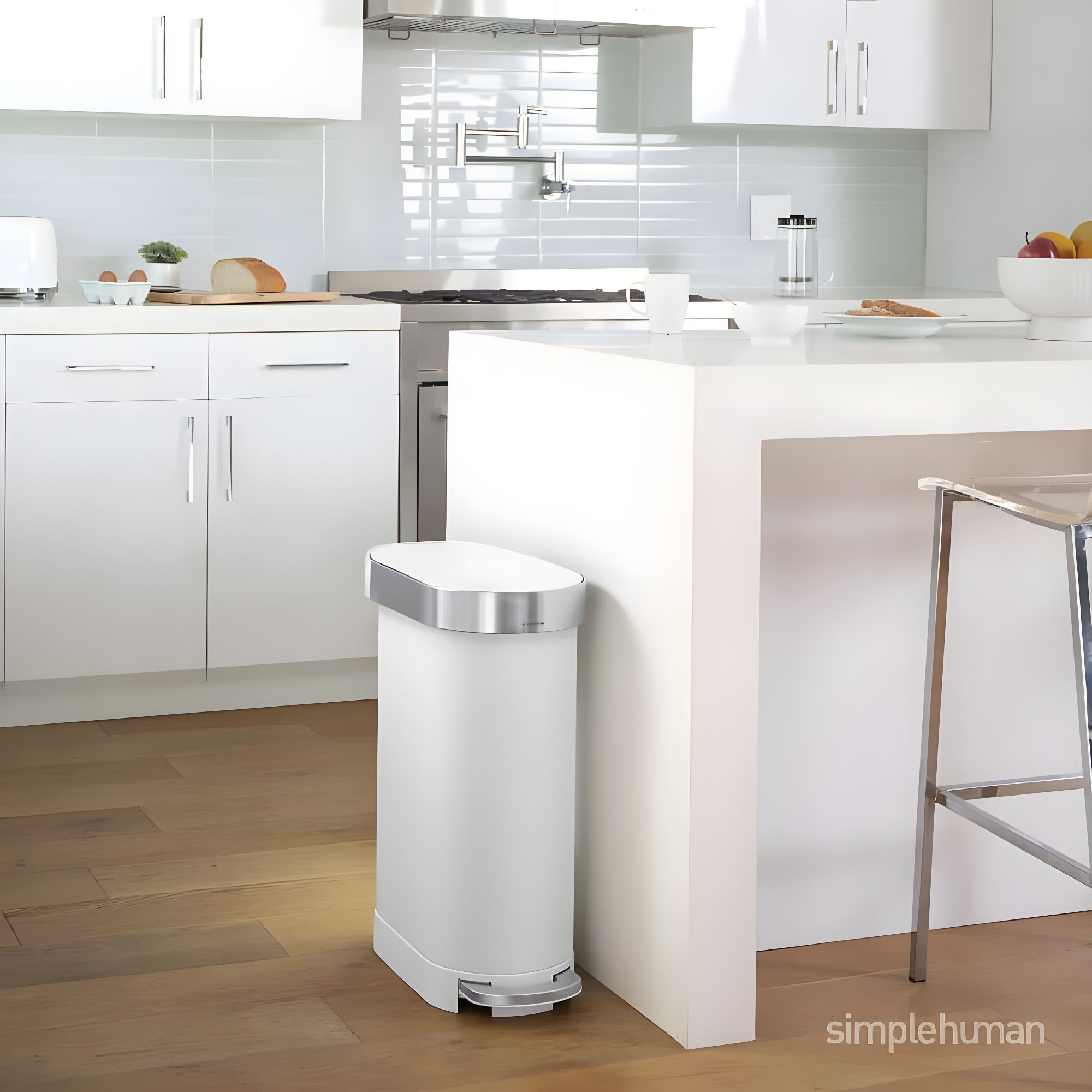 simplehuman 45 Liter / 12 Gallon Slim Hands-Free Kitchen Step Trash Can