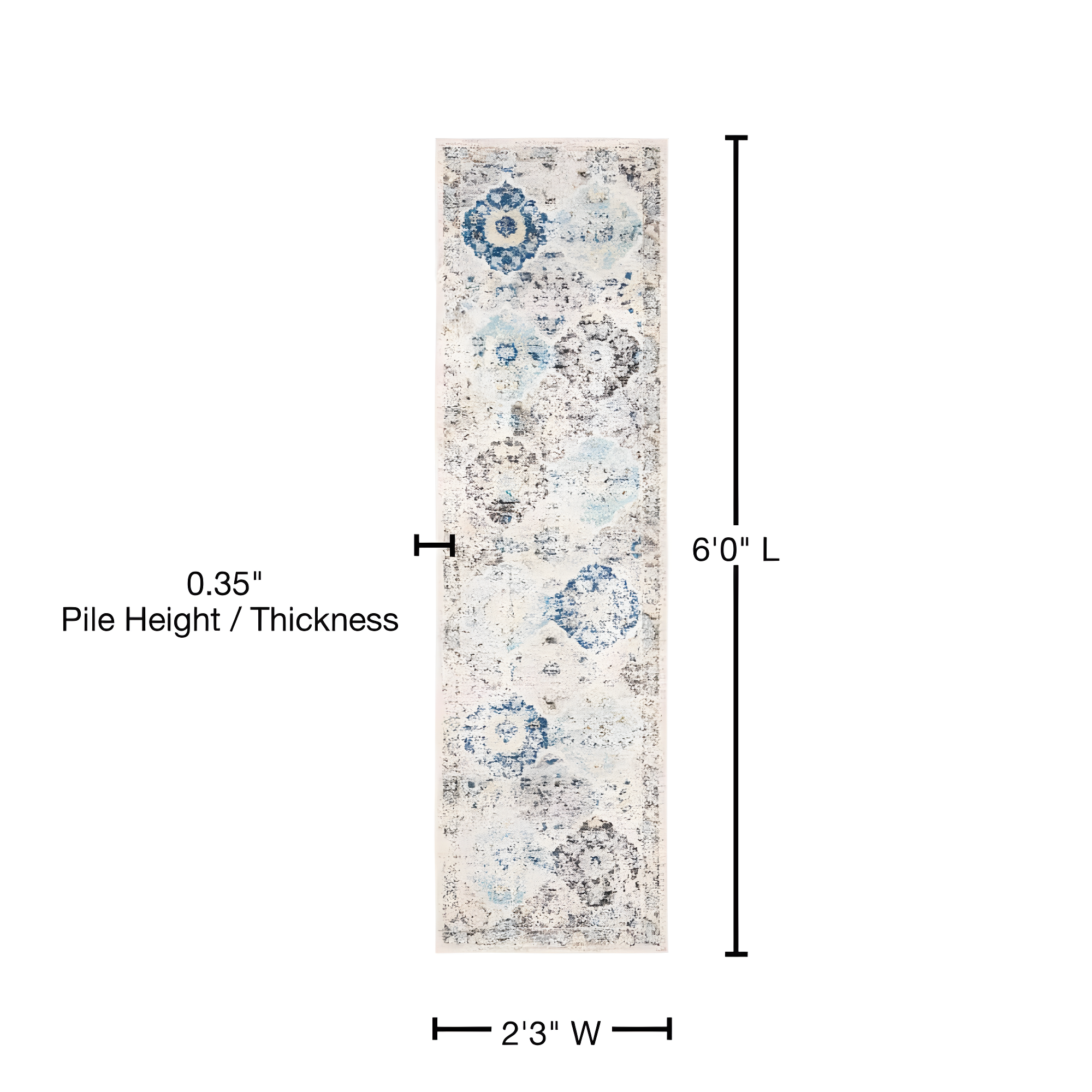 Madison MAD611 Power Loomed Indoor Runner Rug - Ivory/Aqua - 2'3"x6' - Safavieh