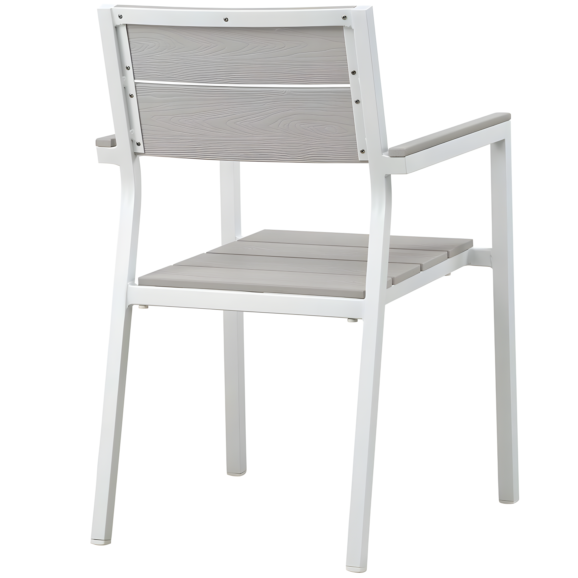 BSD National Supplies Maine Aluminum Outdoor Patio Two Arm Chairs in White Light Gray by Modway (Set of 2)