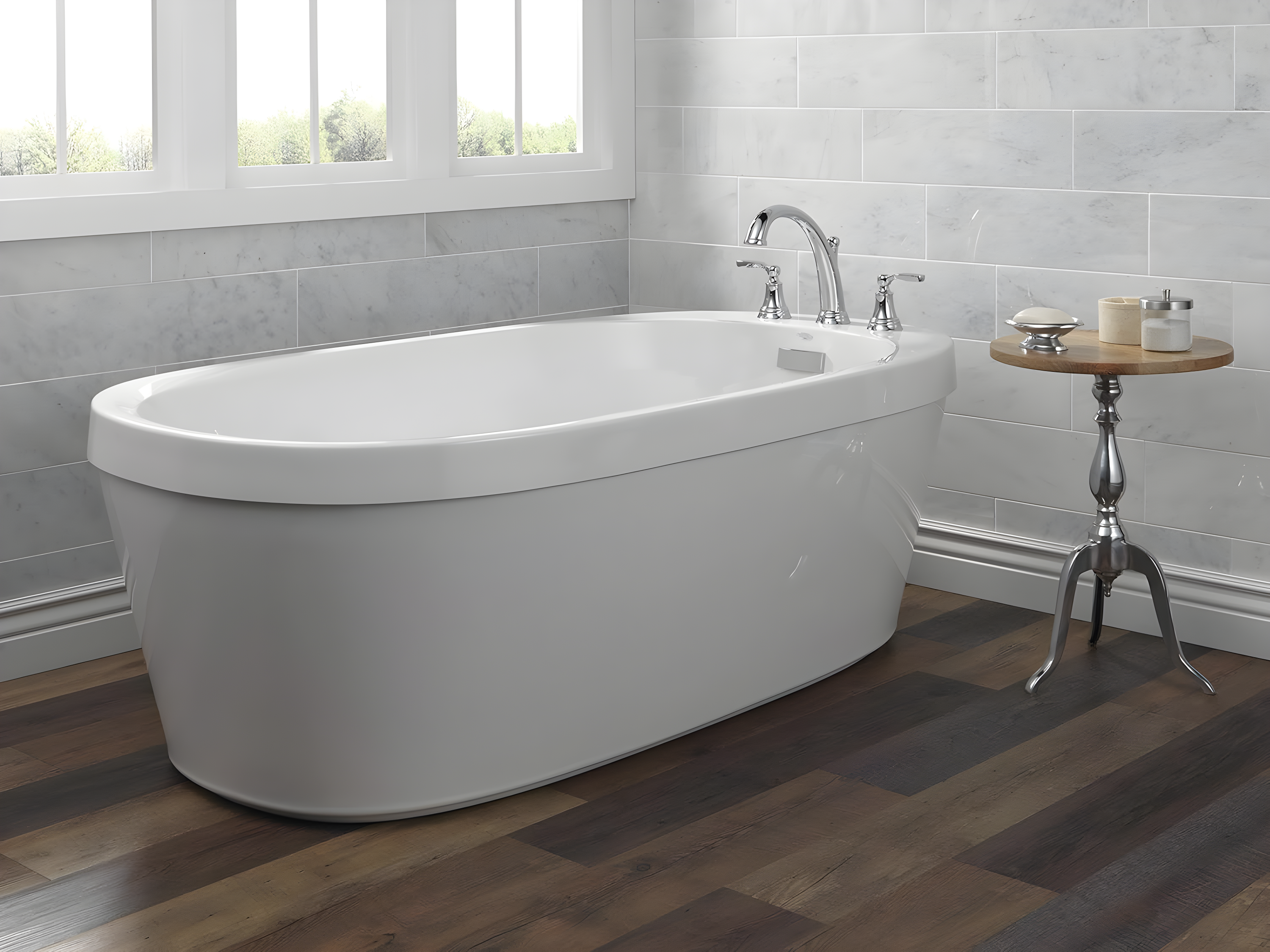 Double Handle Deck Mounted Roman Tub Faucet Trim
