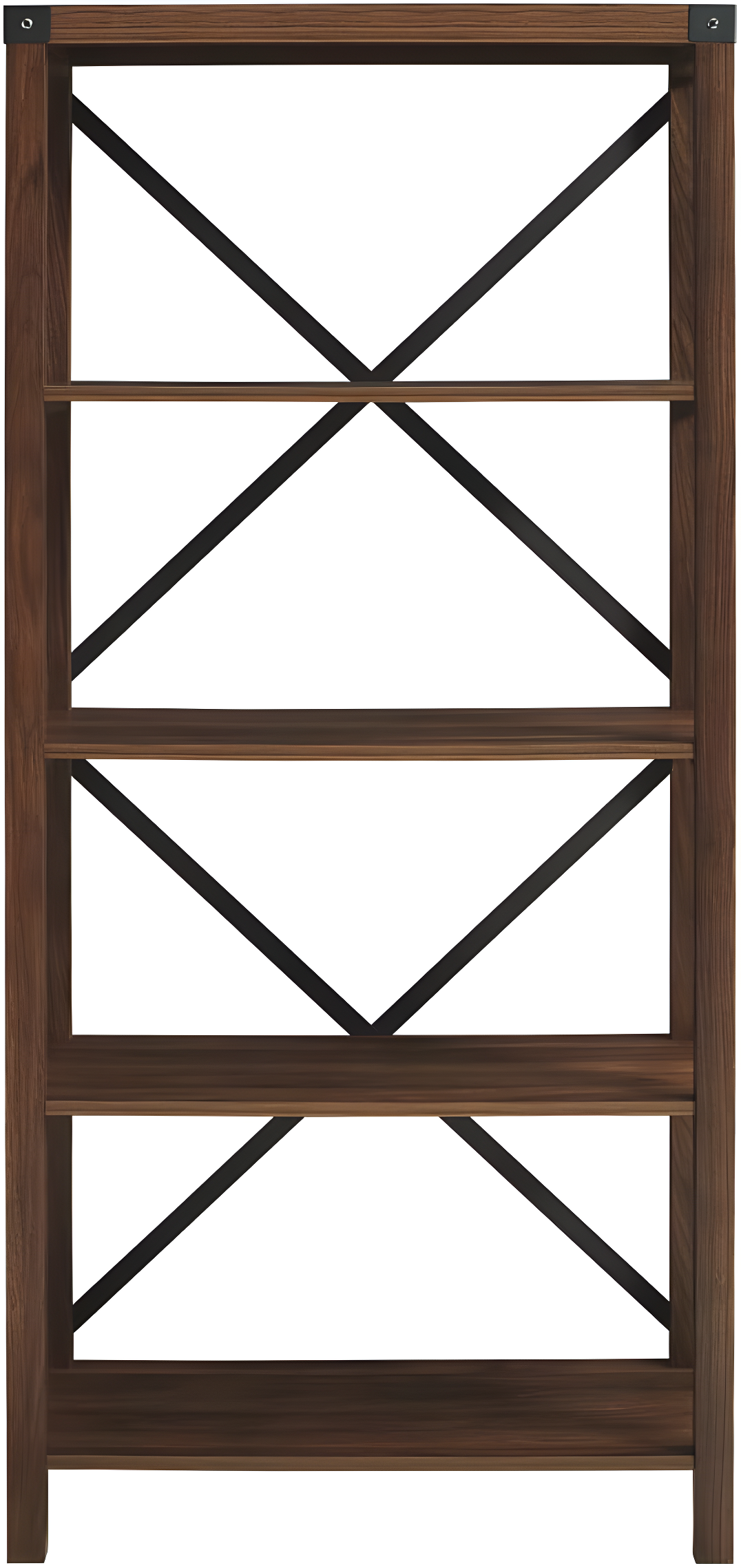 Rustic Industrial Dark Walnut 64" Wall Mount Bookshelf with Metal Accents