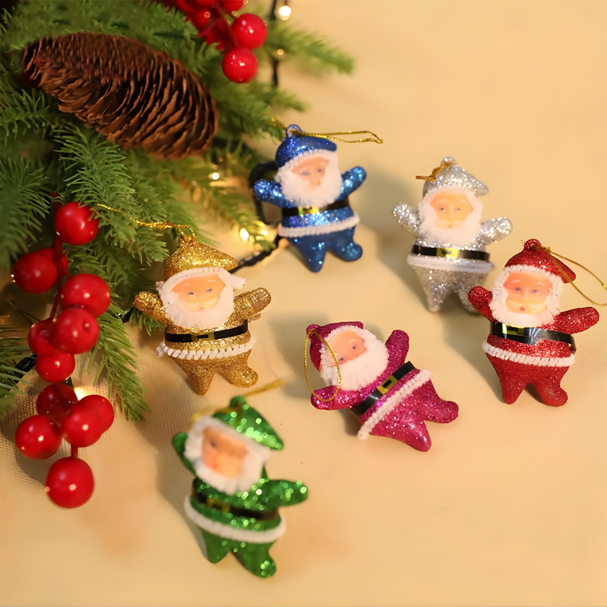 Clearance! 6Pcs Christmas Ornaments Gift, Cute Mini Santa Claus Style Christmas Tree Party Hanging Decorations for Christmas Home Decoration and Various Occasions