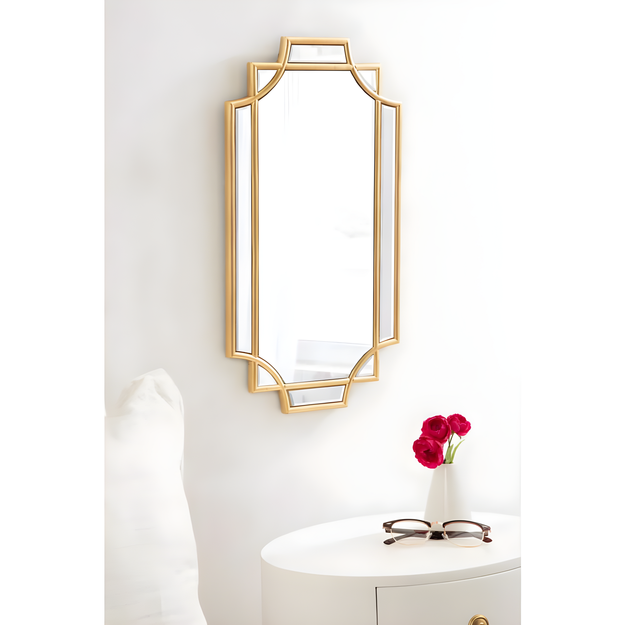 Kate & Laurel All Things Decor 11"x21" Minuette Decorative Framed Wall Mirror Gold: Luxury Glam Style, Rectangle Shape