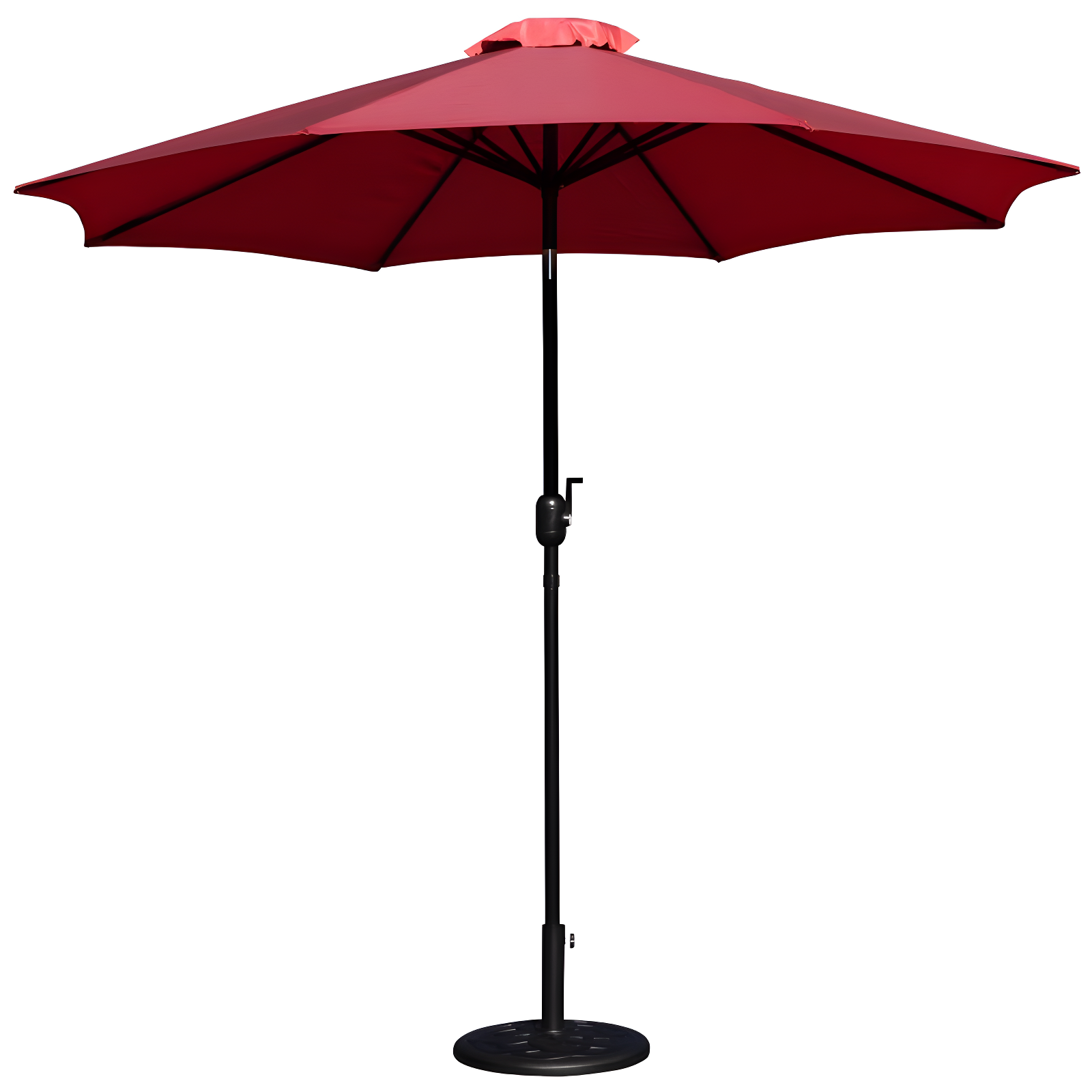 Flash Furniture Kona Red 9 FT Round Umbrella with Crank and Tilt Function and Standing Umbrella Base