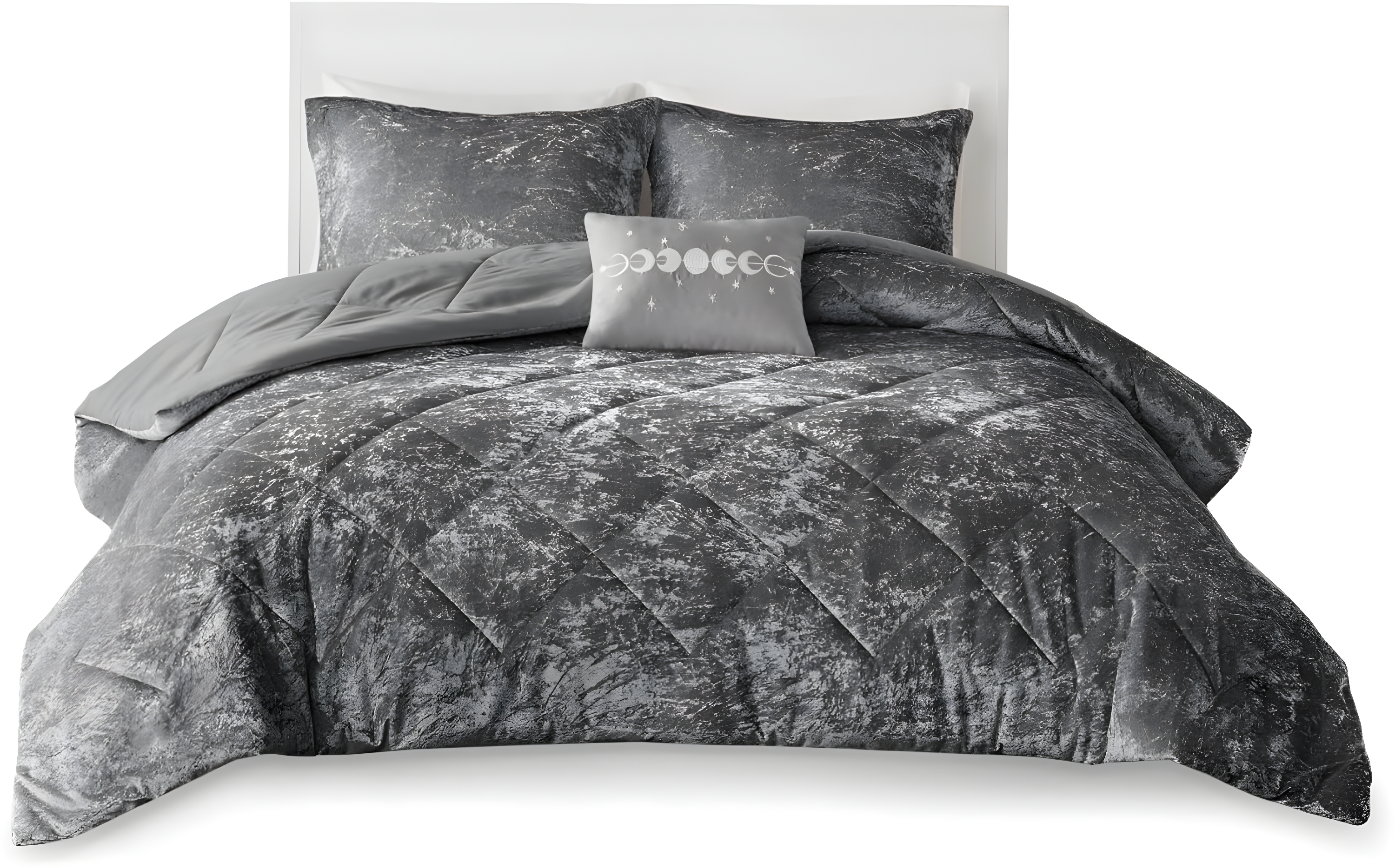 Intelligent Design Felicia Crushed Velvet Comforter Set with Throw Pillow