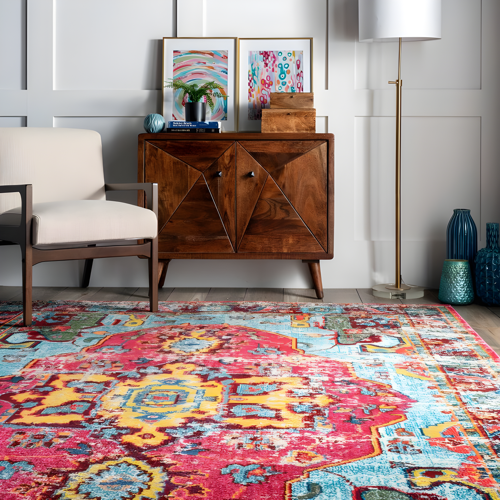 nuLOOM 12'x15' Vintage Corbett Area Rug: Bohemian Medallion, Multicolor, Low Pile, Machine Made, Indoor Use