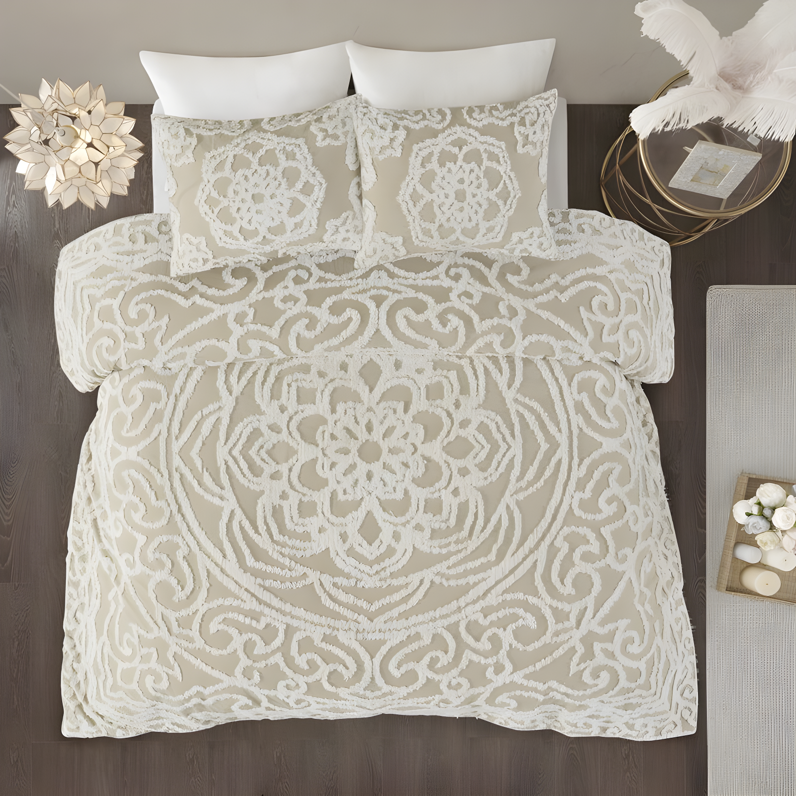 Madison Park Laetitia Tufted Cotton Chenille Medallion Comforter Set