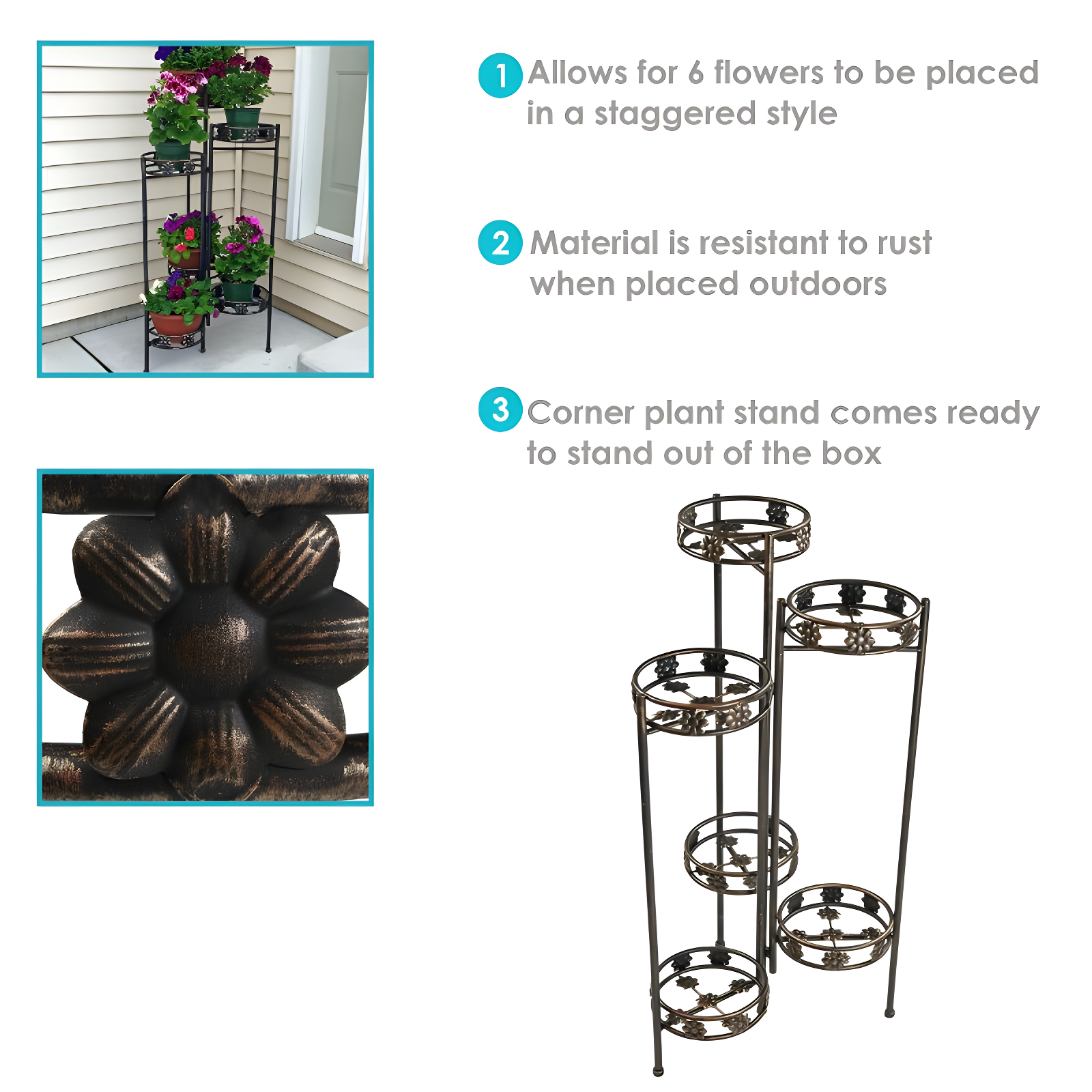 SunnyDaze Decor Metal Weather Resistant Plant Stand
