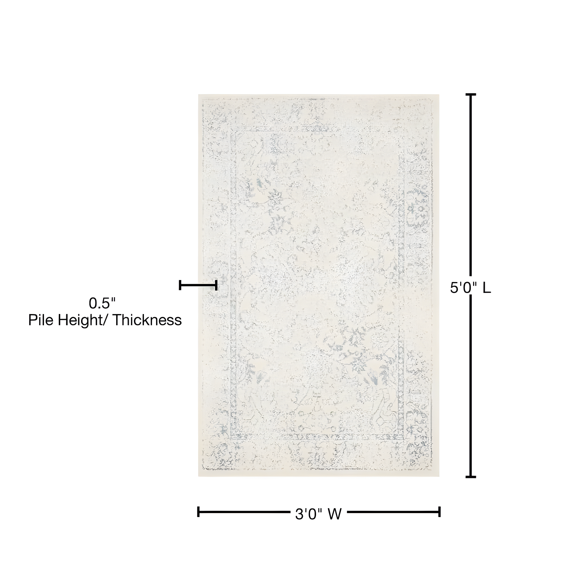 Adirondack ADR109 Machine Made Indoor Accent Rug - Ivory/Slate - 3'x5' - Safavieh