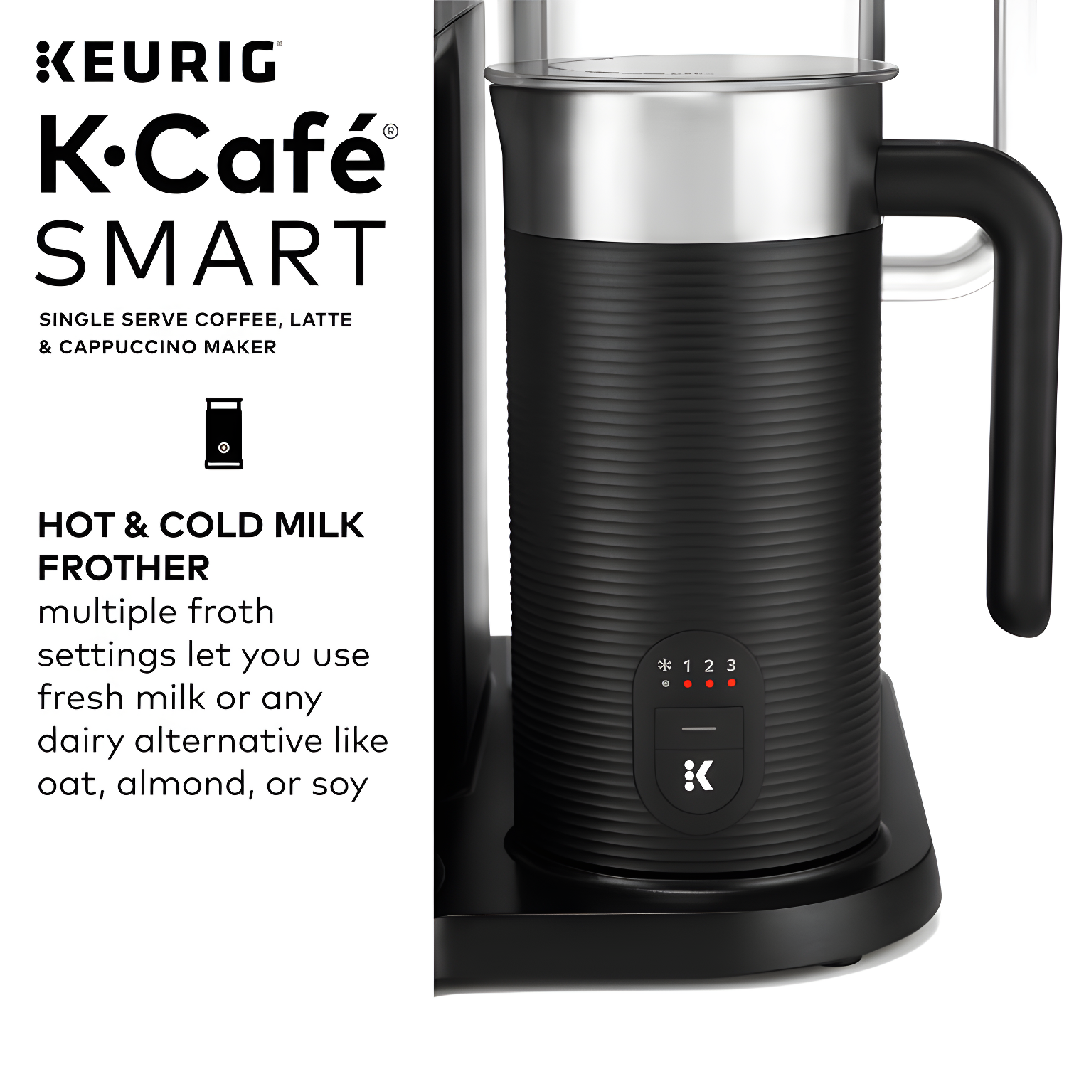 Keurig K-Cafe SMART Single Serve K-Cup Pod Coffee, Latte And Cappuccino Maker, Black