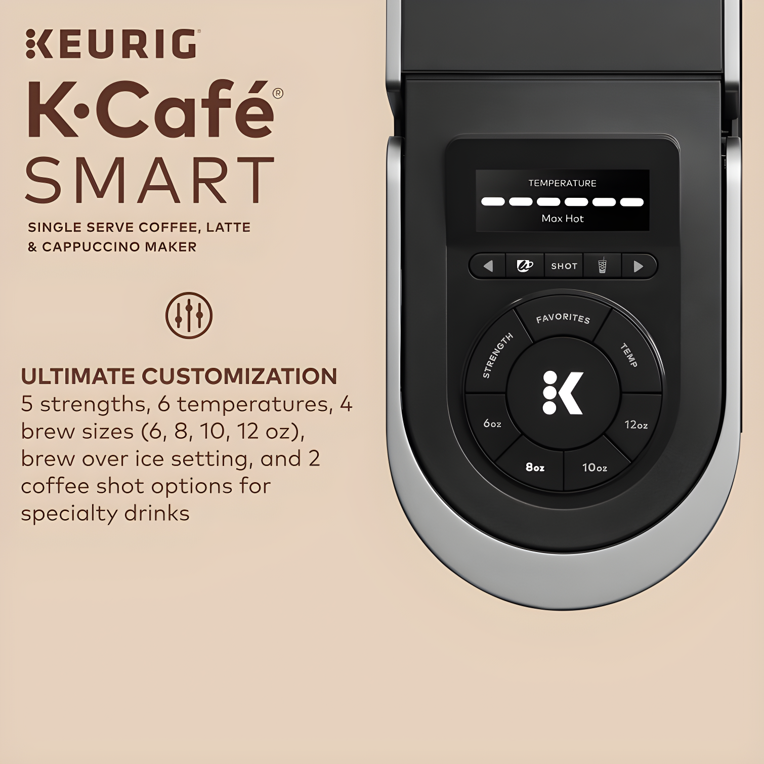Keurig K-Cafe SMART Single Serve K-Cup Pod Coffee, Latte And Cappuccino Maker, Black