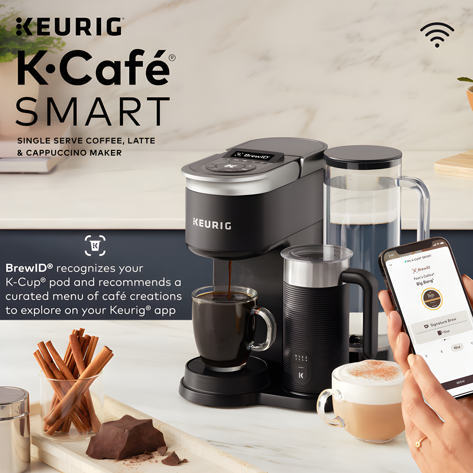 Keurig K-Cafe SMART Single Serve K-Cup Pod Coffee, Latte And Cappuccino Maker, Black
