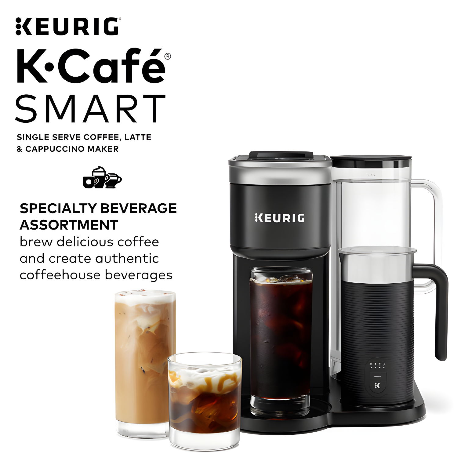 Keurig K-Cafe SMART Single Serve K-Cup Pod Coffee, Latte And Cappuccino Maker, Black